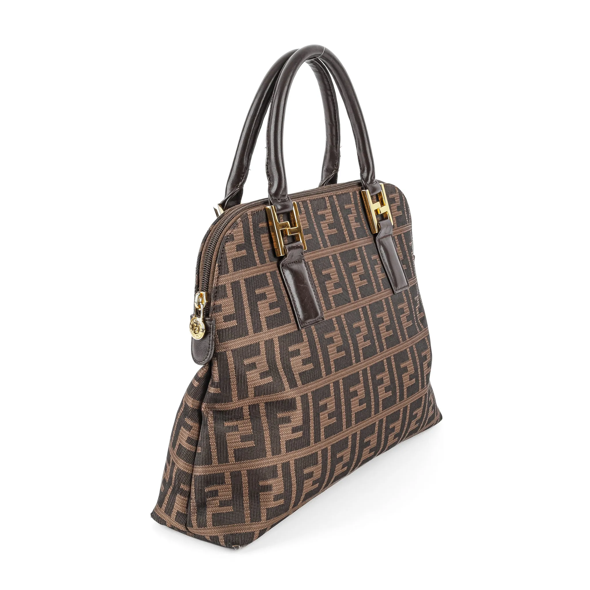 FENDI Zucca Dome Satchel - Brown Canvas & Leather