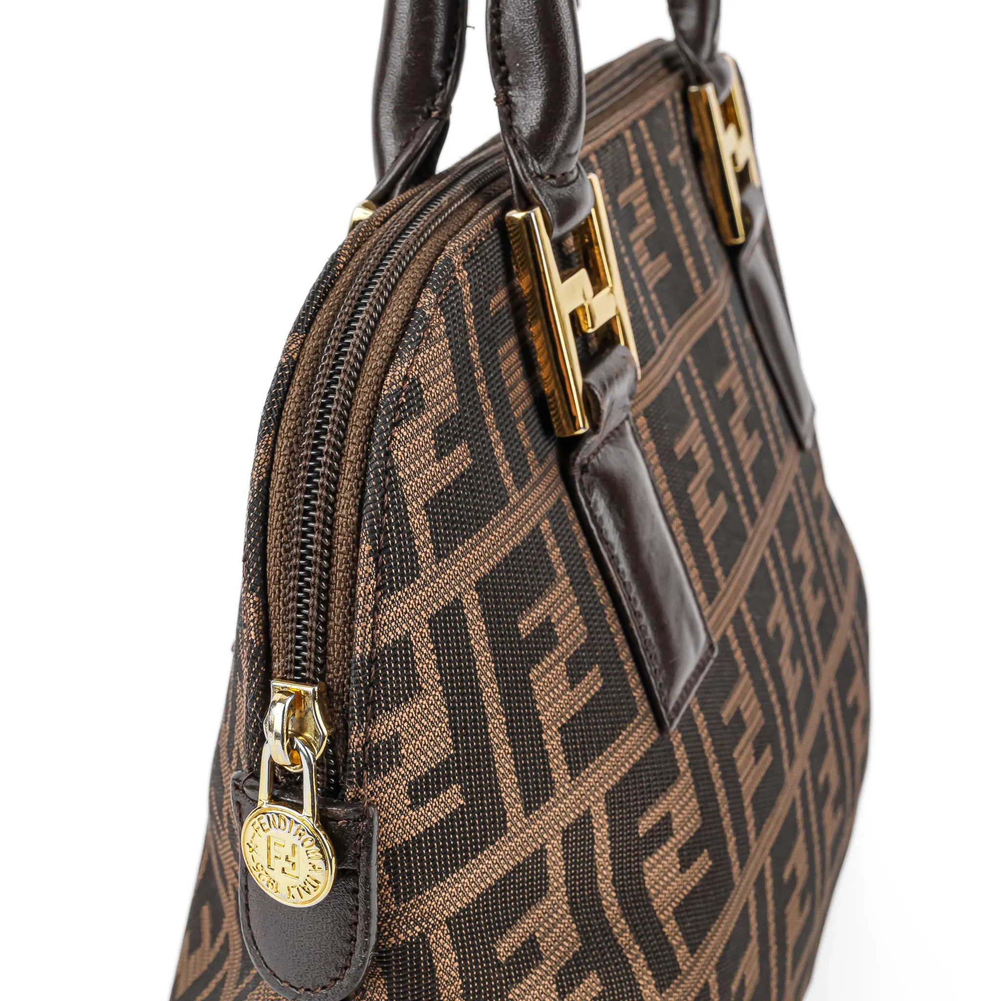 FENDI Zucca Dome Satchel - Brown Canvas & Leather