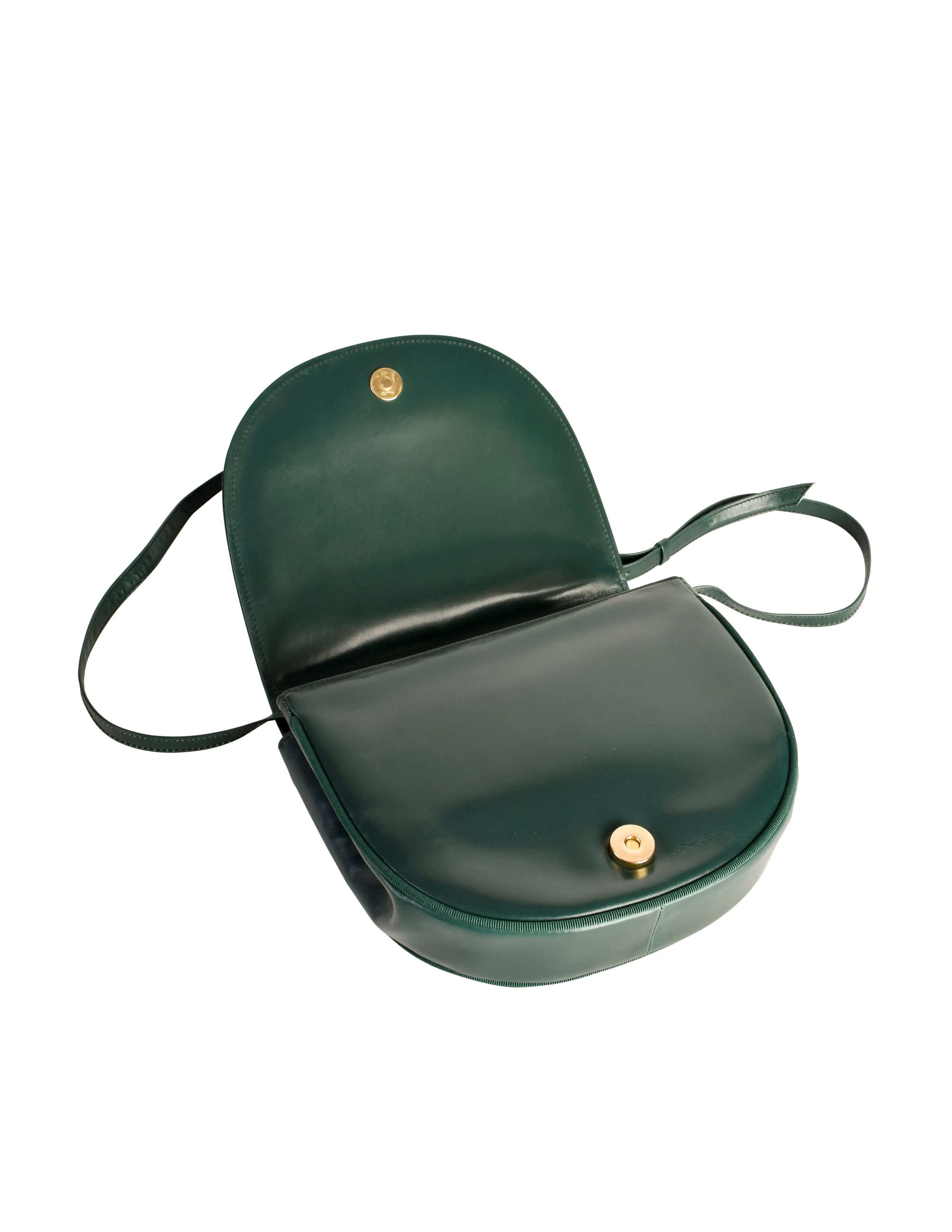 Ferragamo Vintage Vara Bow Logo Forest Green Leather Crossbody Bag