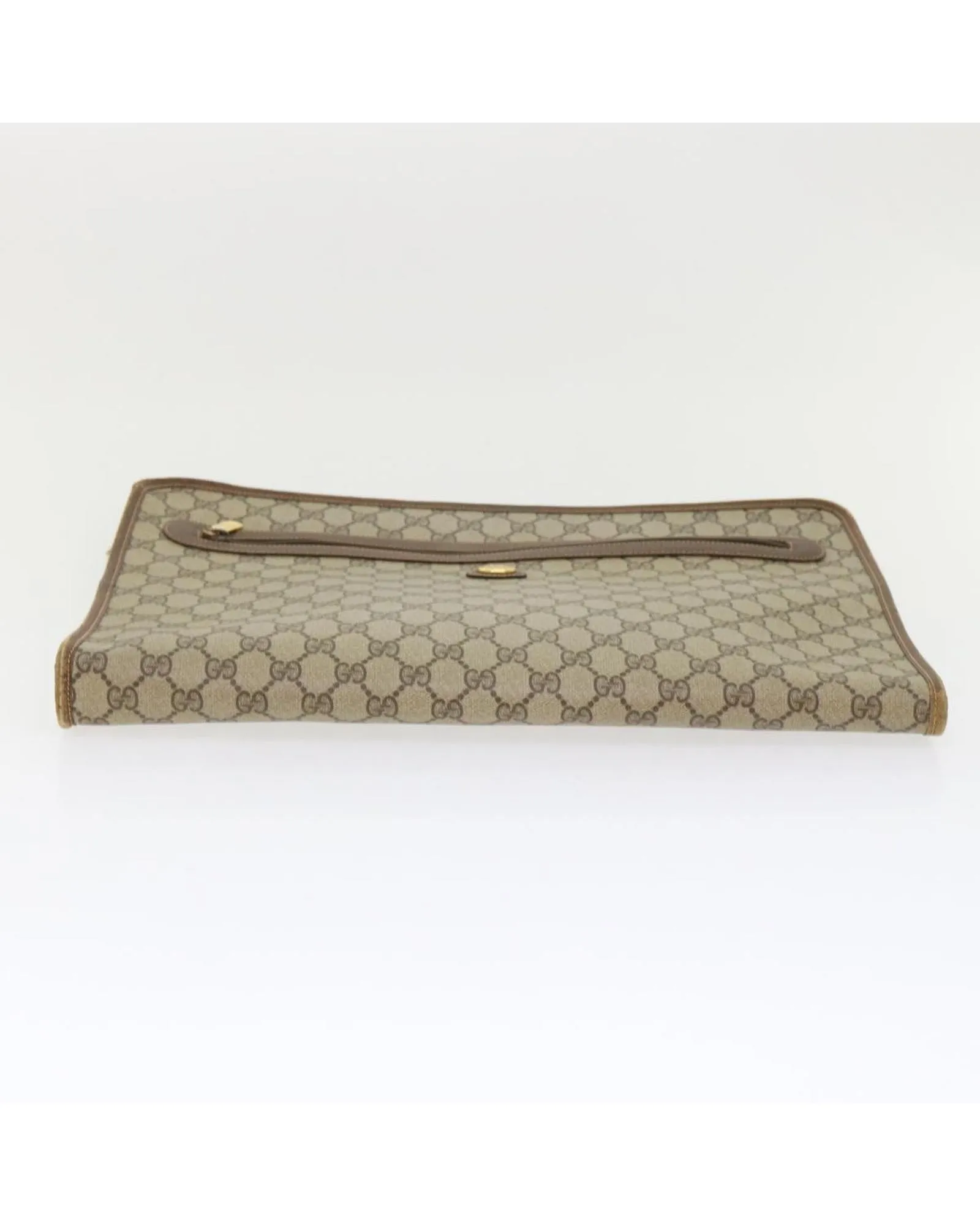 GG Canvas Clutch Bag PVC Leather Beige