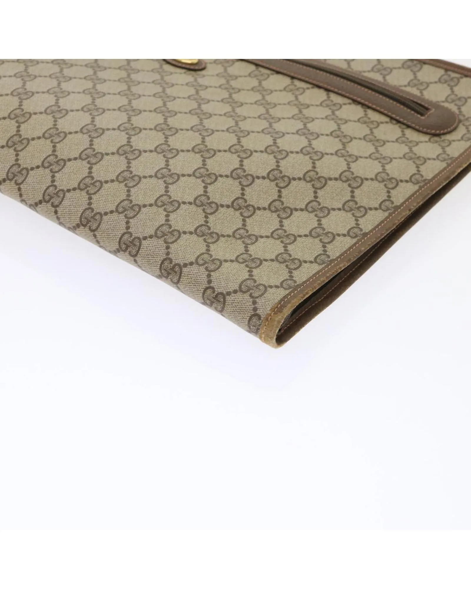 GG Canvas Clutch Bag PVC Leather Beige