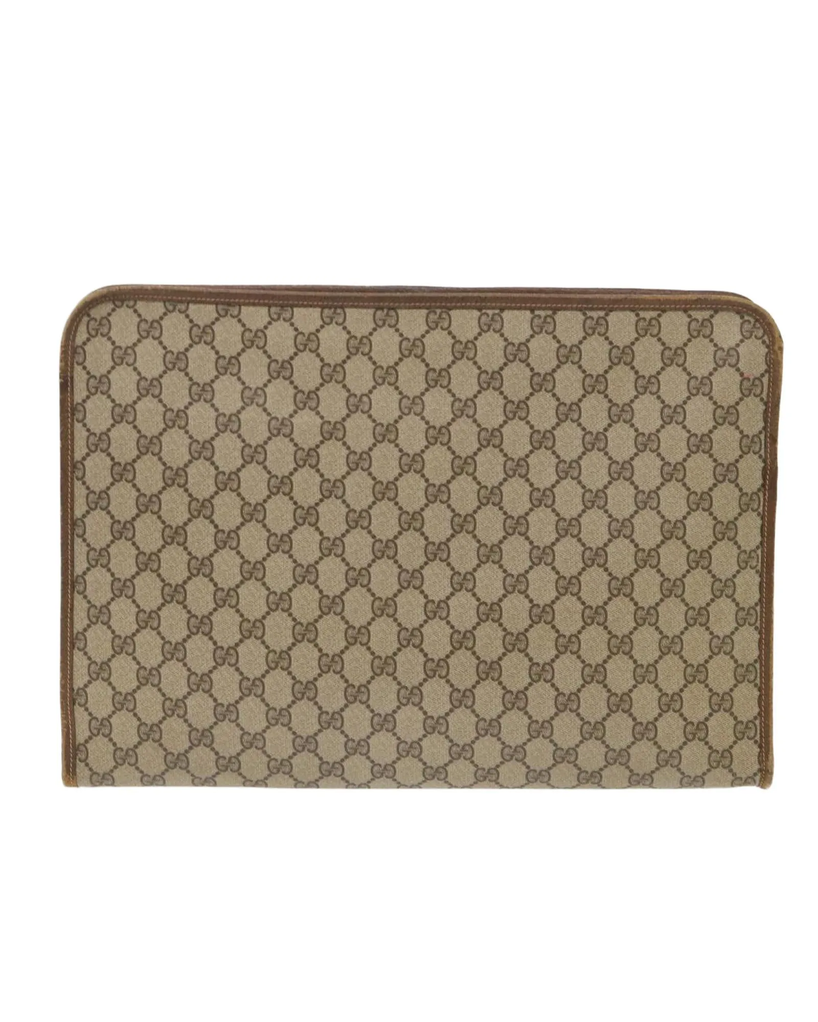 GG Canvas Clutch Bag PVC Leather Beige