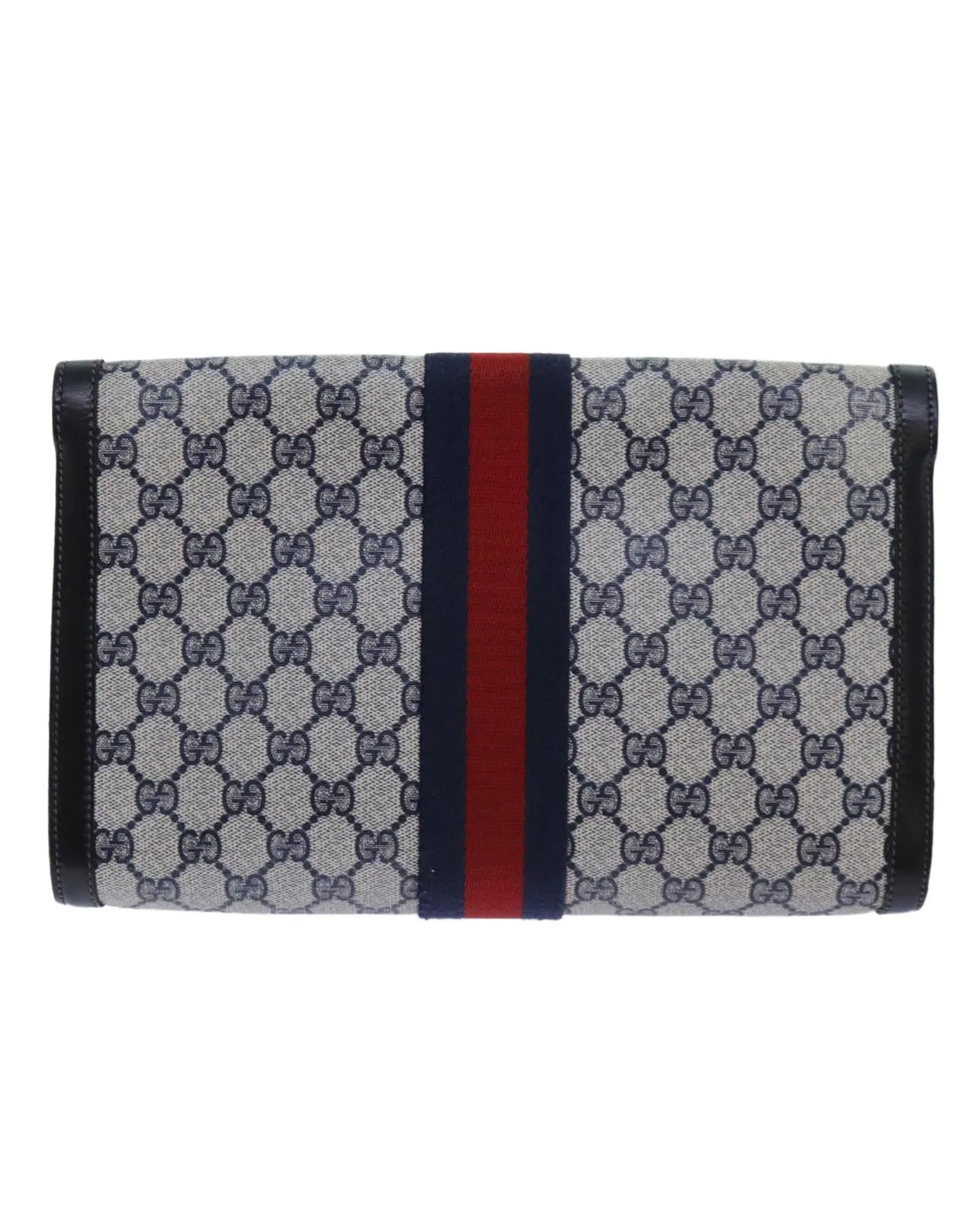 GG Supreme Sherry Line Clutch Bag with PVC and GG Canvas Material - Red and Navy