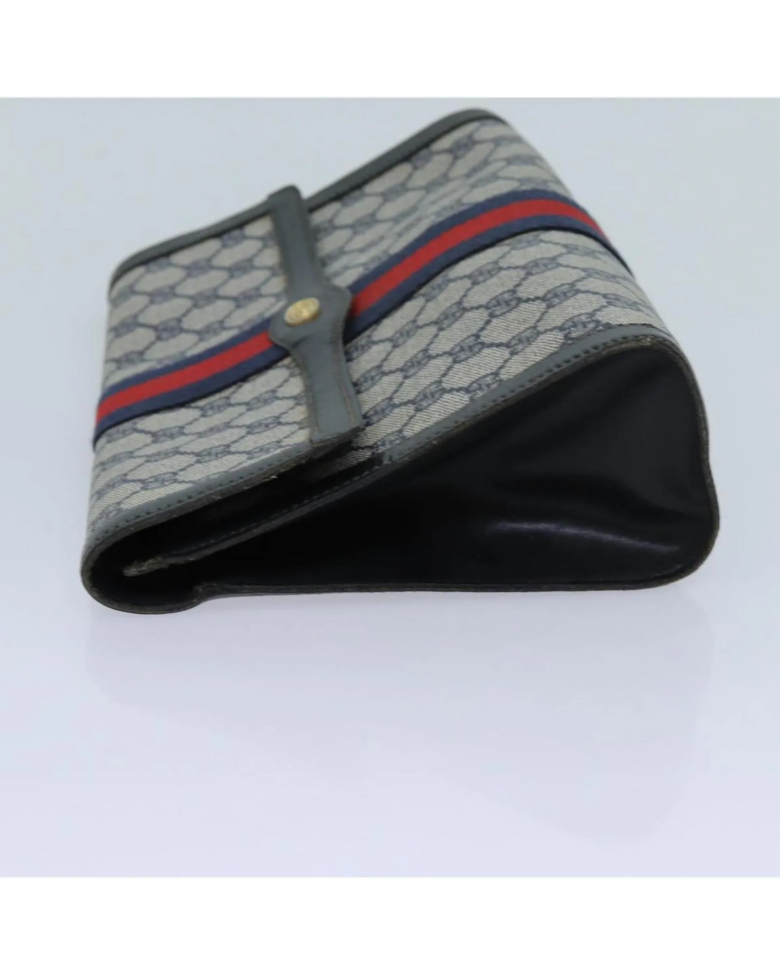 GG Supreme Sherry Line Clutch Bag with PVC and GG Canvas Material - Red and Navy