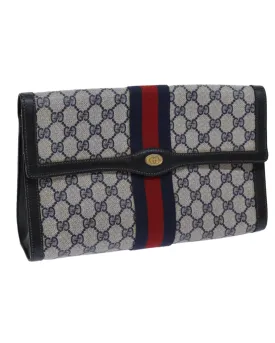 GG Supreme Sherry Line Clutch Bag with PVC and GG Canvas Material - Red and Navy