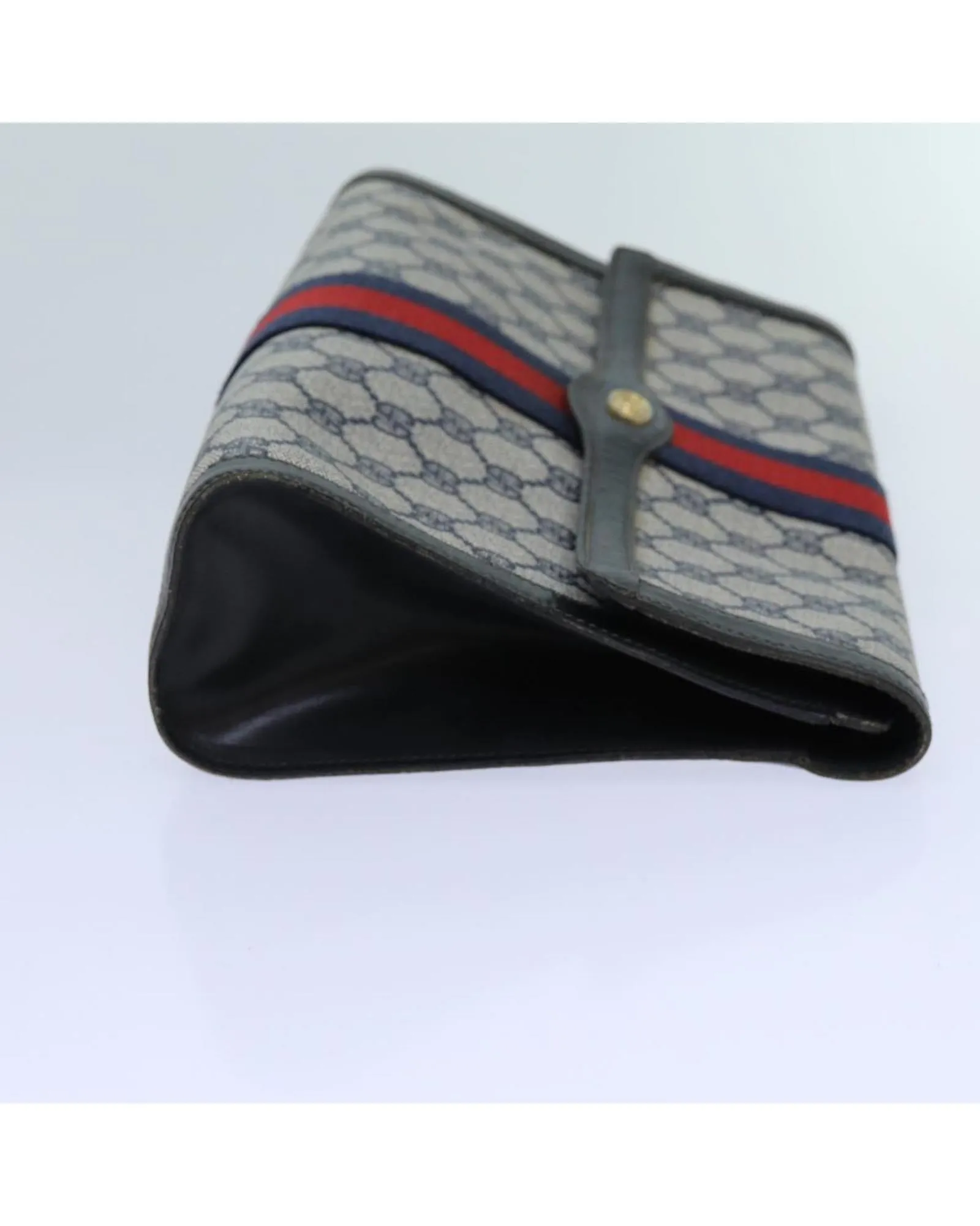 GG Supreme Sherry Line Clutch Bag with PVC and GG Canvas Material - Red and Navy