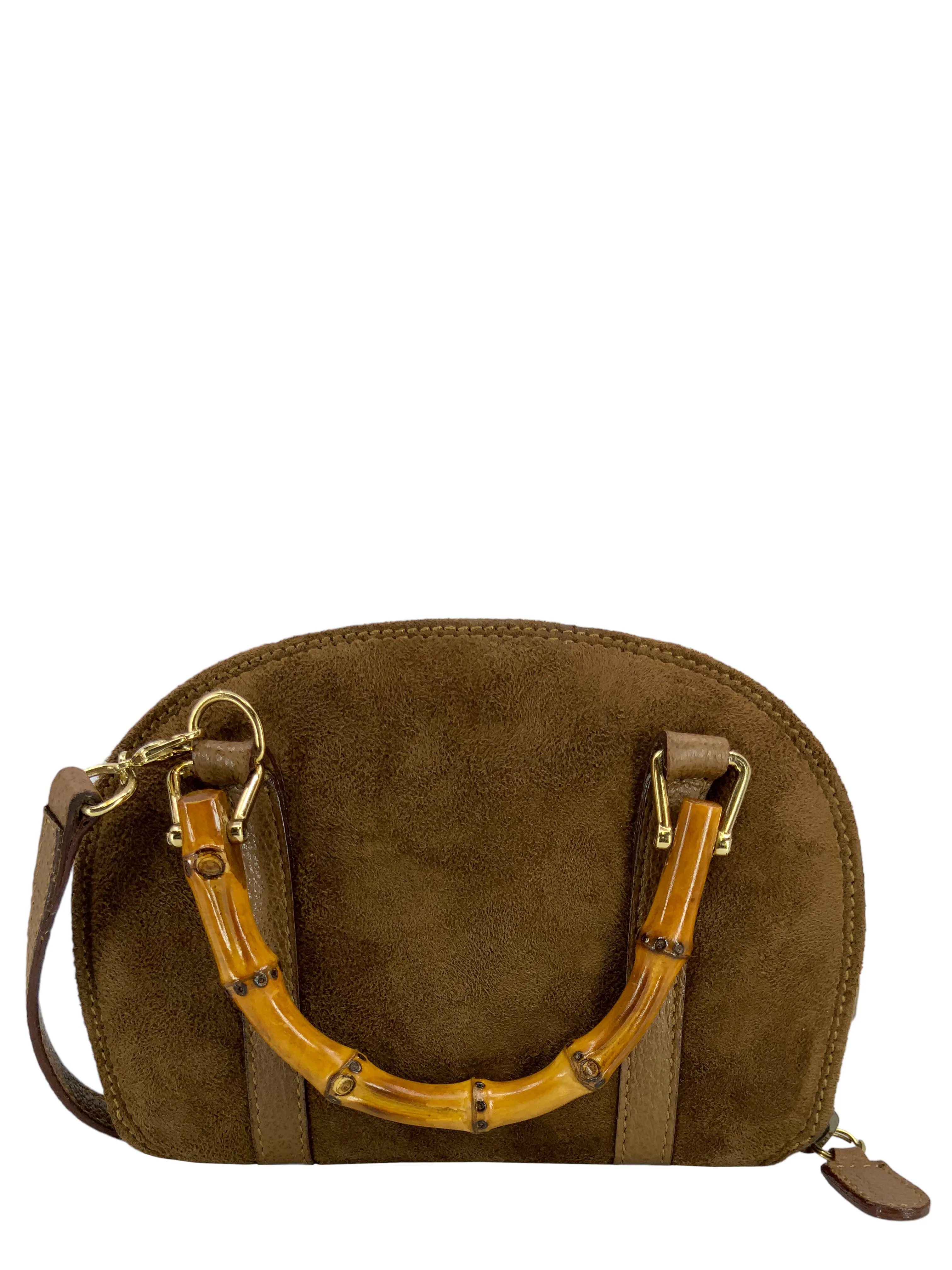 GUCCI Vintage Suede Bamboo Handle Mini Wallet Crossbody Bag