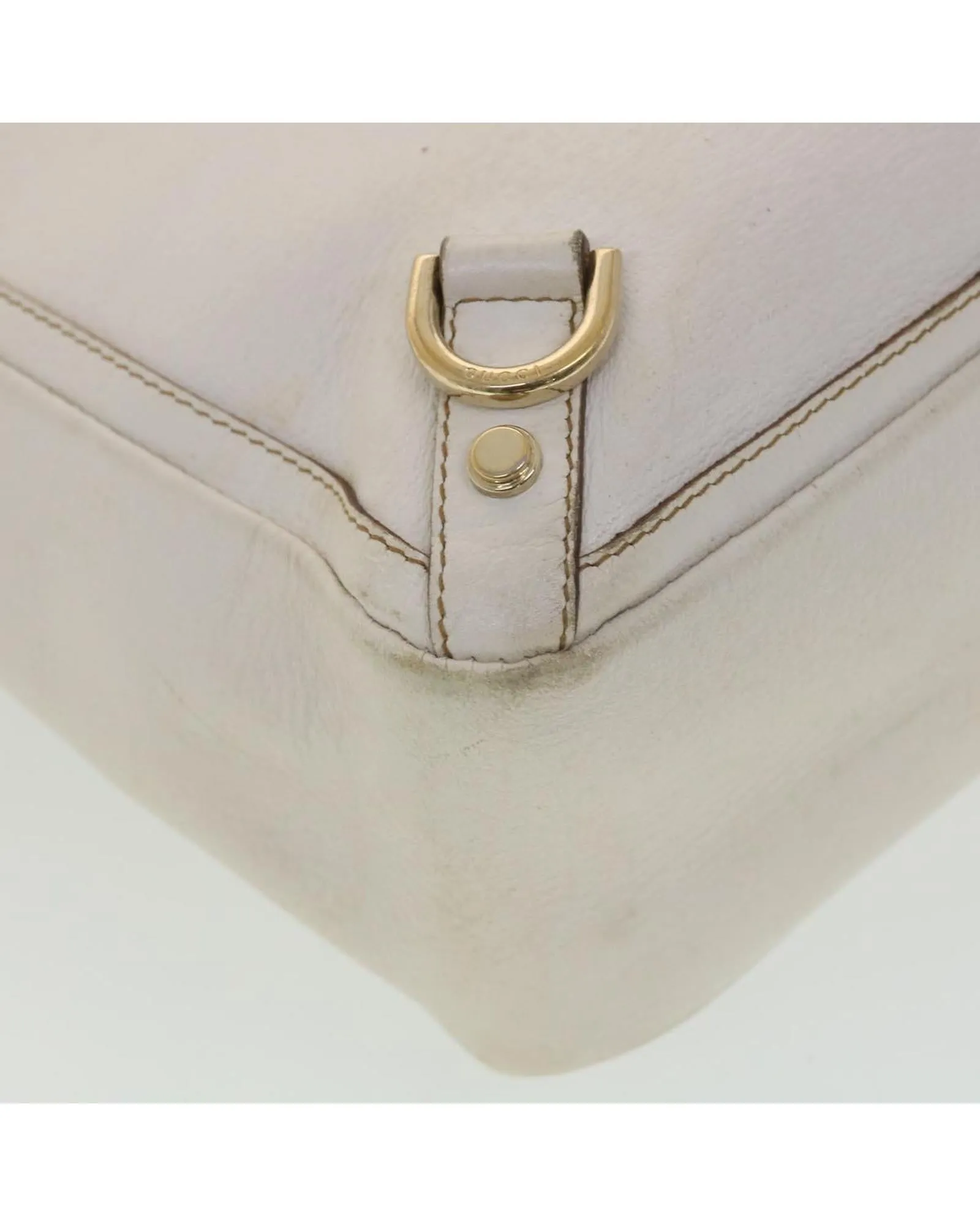 Gucci White Leather Shoulder Bag 130739 Auth 38678