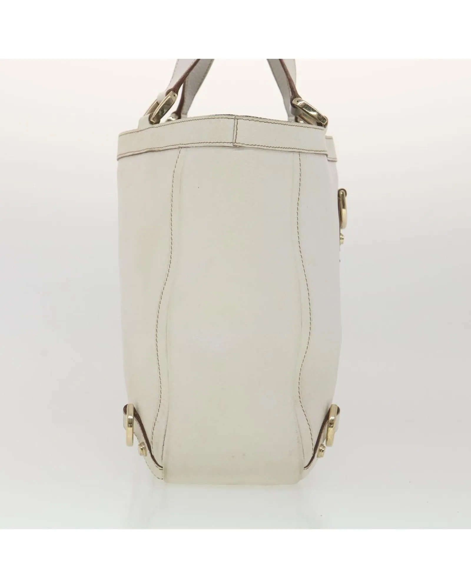 Gucci White Leather Shoulder Bag 130739 Auth 38678