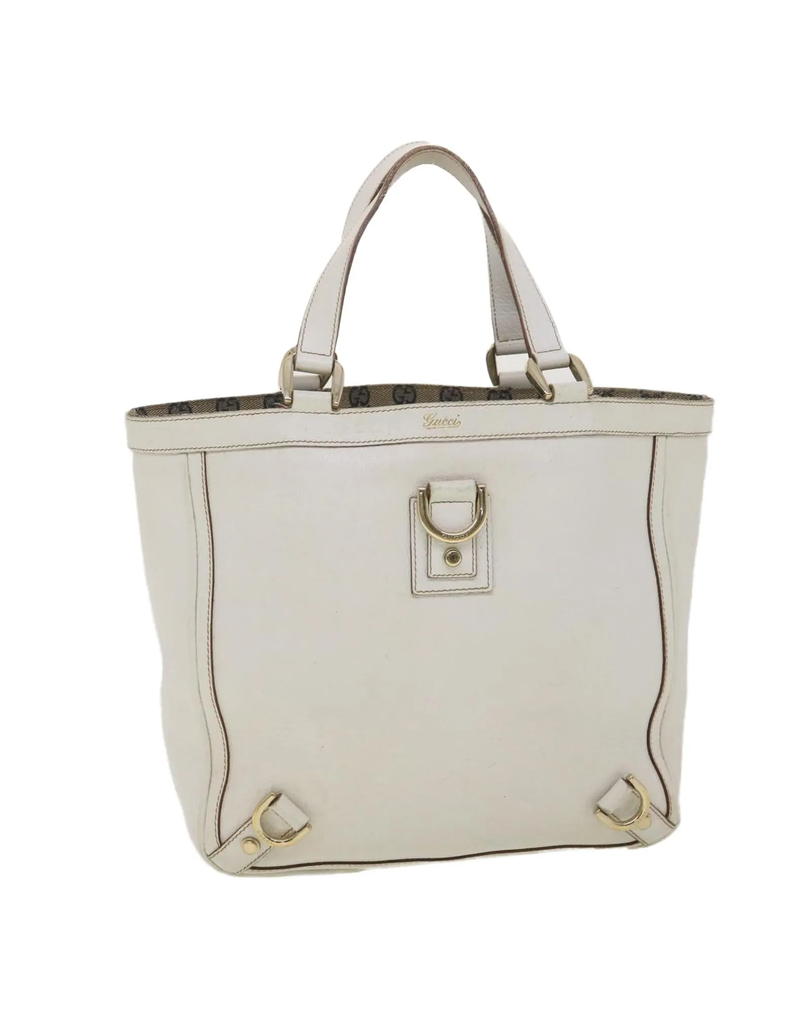 Gucci White Leather Shoulder Bag 130739 Auth 38678