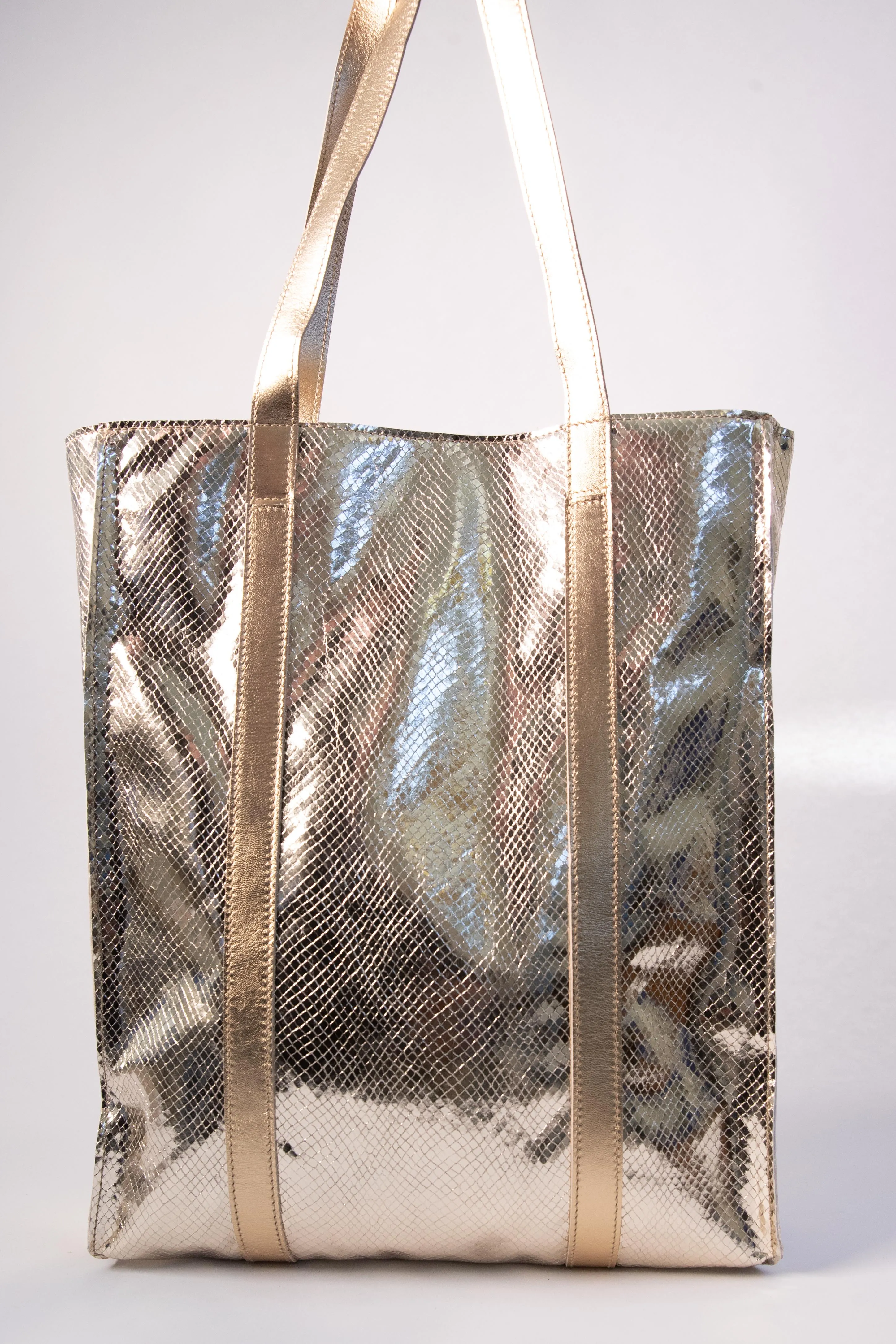 Harpers Emporium Never Full Tote in Metallic Snake Gold