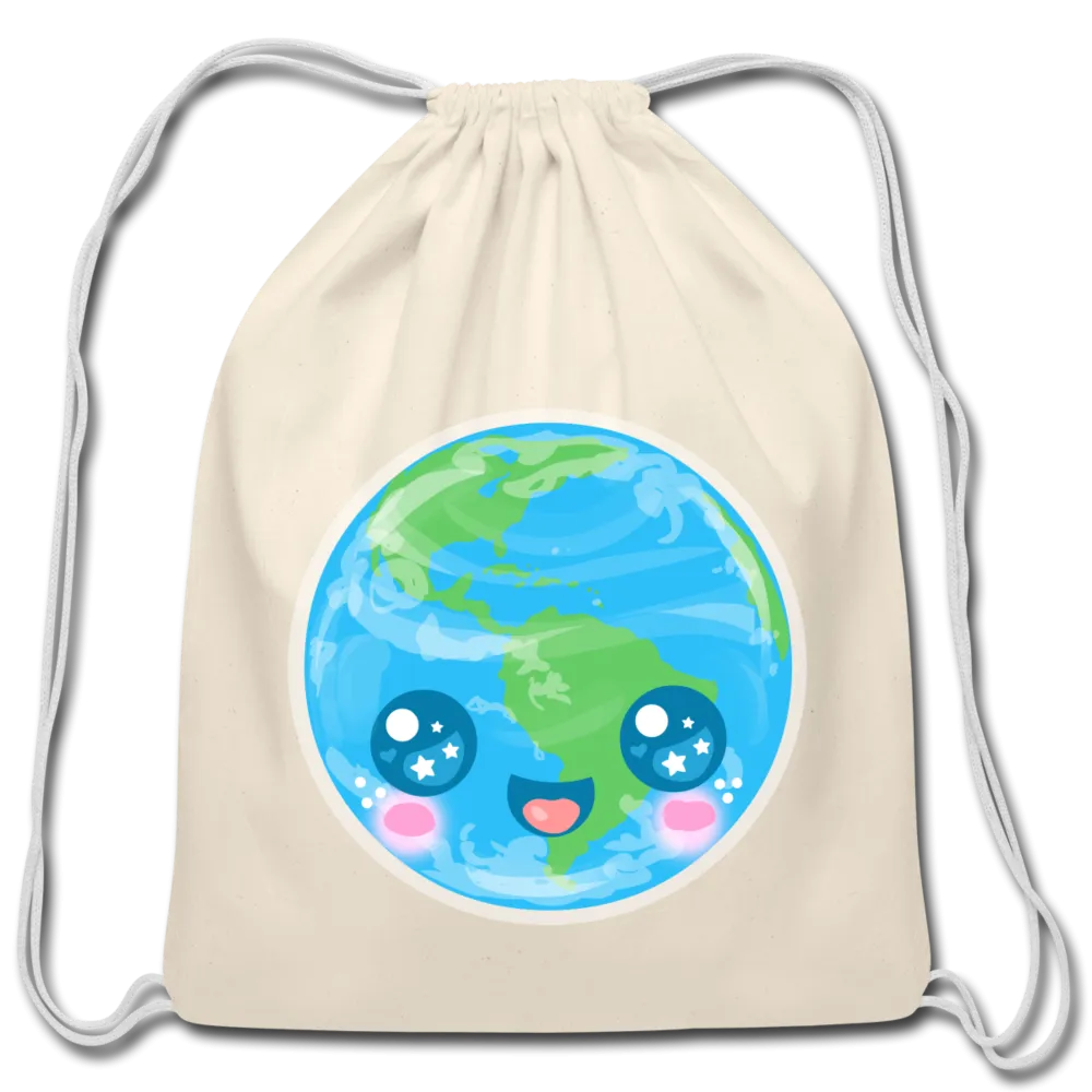 Kawaii Earth Cotton Drawstring Bag