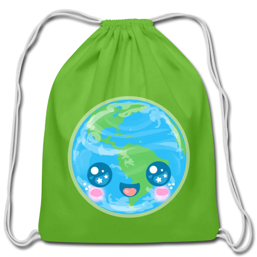 Kawaii Earth Cotton Drawstring Bag