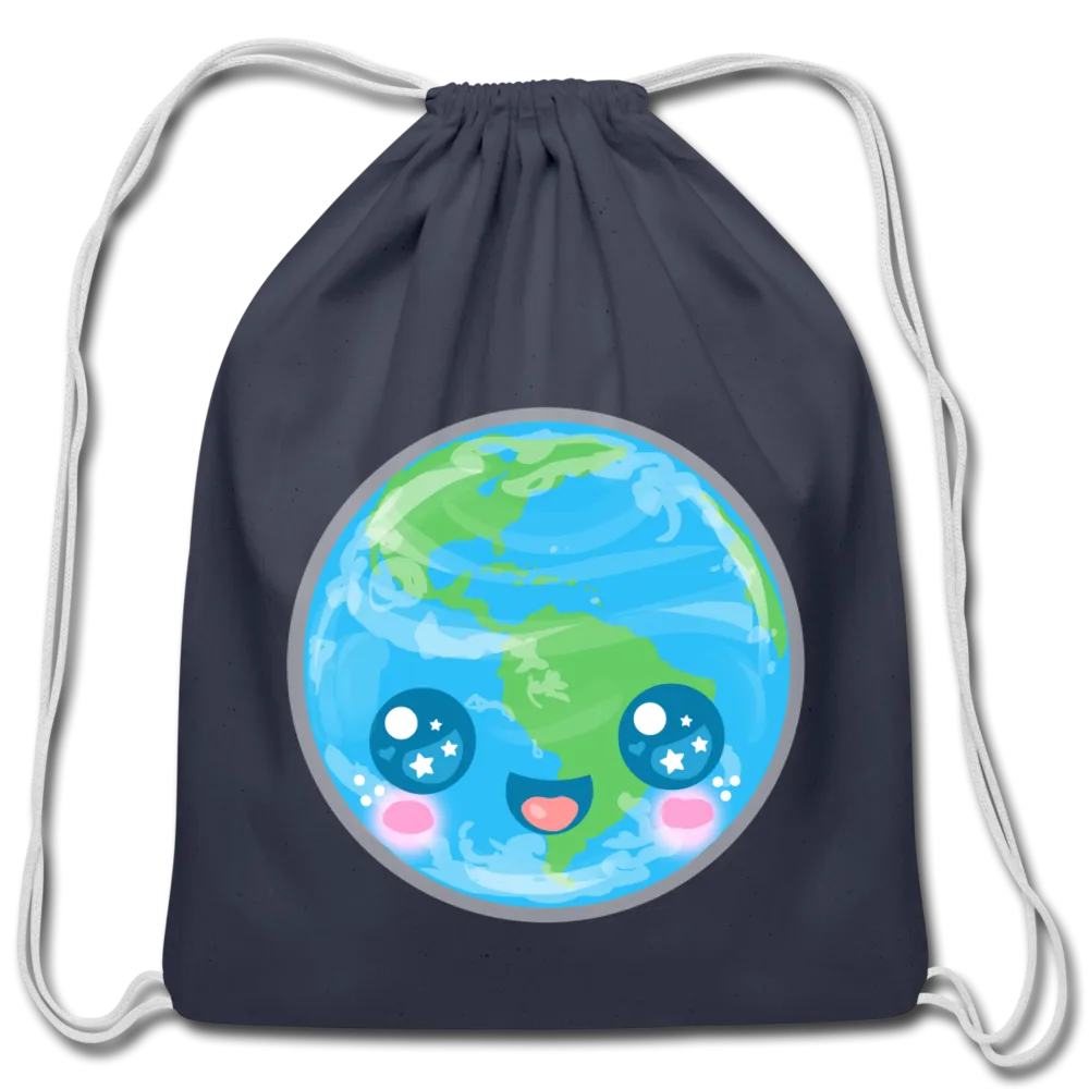 Kawaii Earth Cotton Drawstring Bag