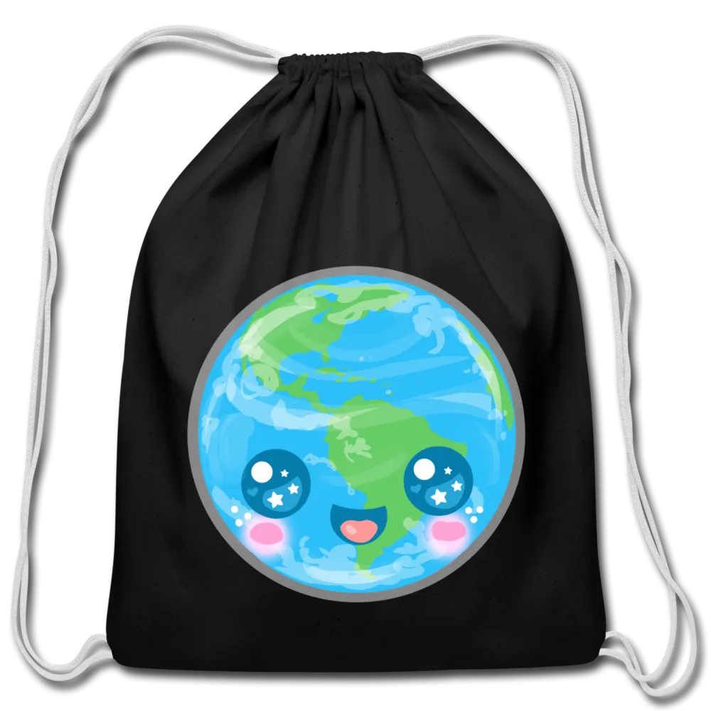 Kawaii Earth Cotton Drawstring Bag