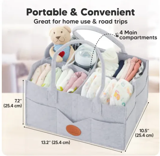 KeaBabies Diaper Caddy Grey