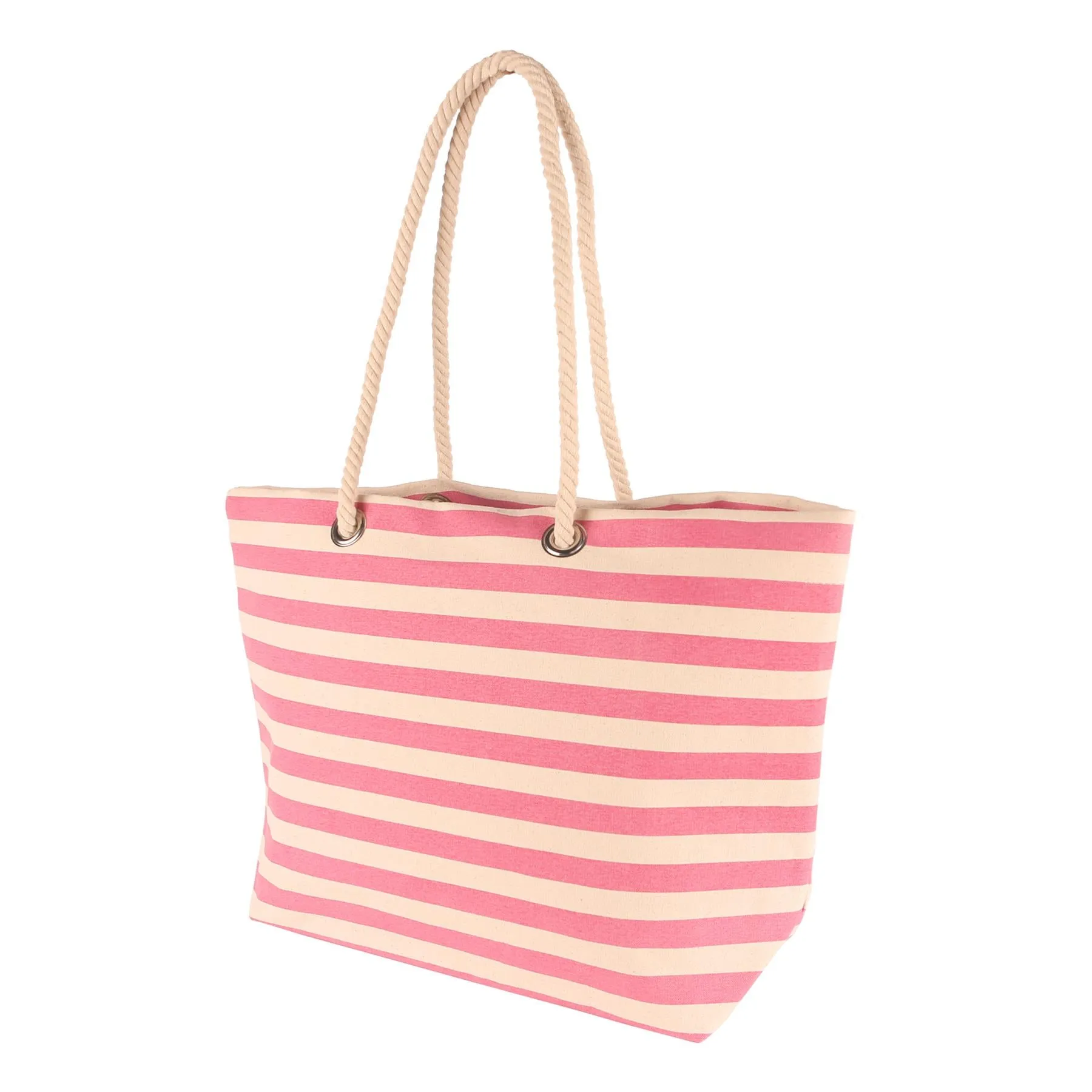 Large Striped Canvas Tote Beach Bag - By Nicola Spring