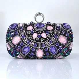 Lavender Pink Rhinestone Embroidered Wedding Clutch, Statement Bag, Evening Clutch, Wedding Clutch, Cross Body Bag