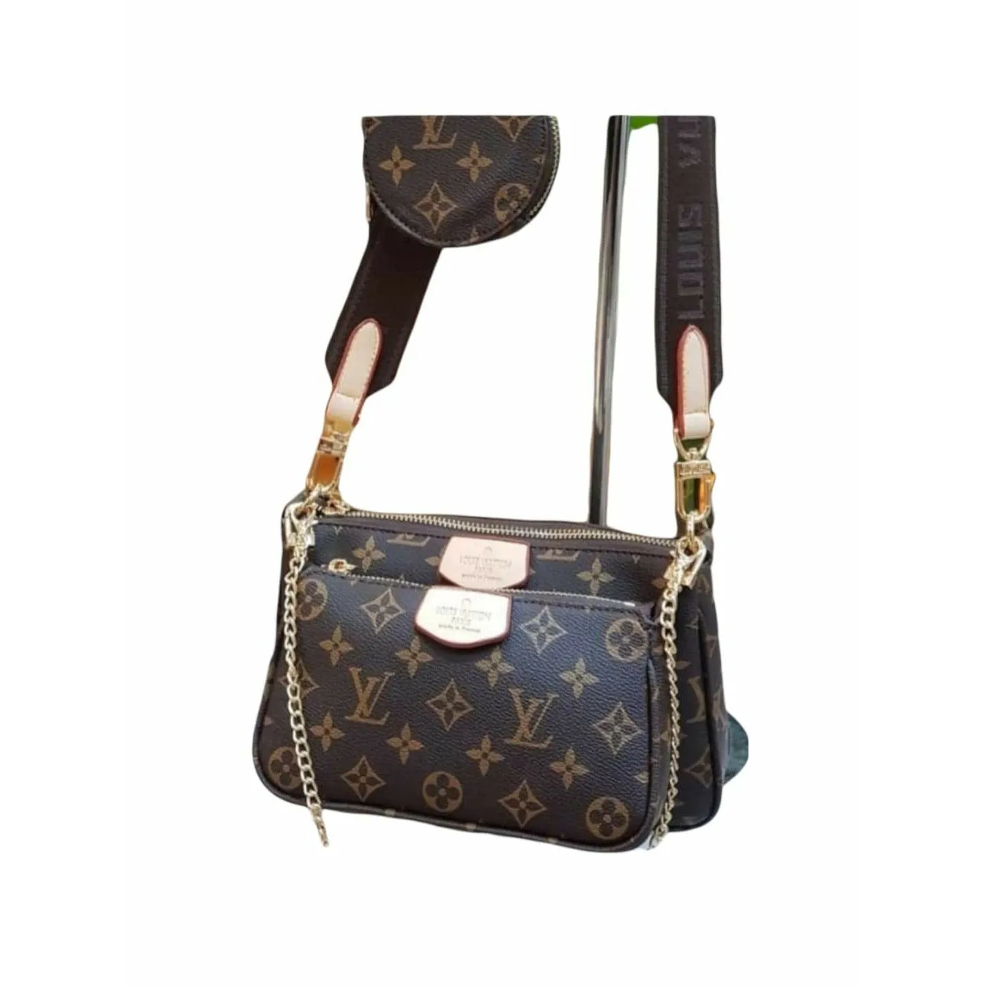 LV Bag - 3 Piece Sling bag Brown strap and Grey strap