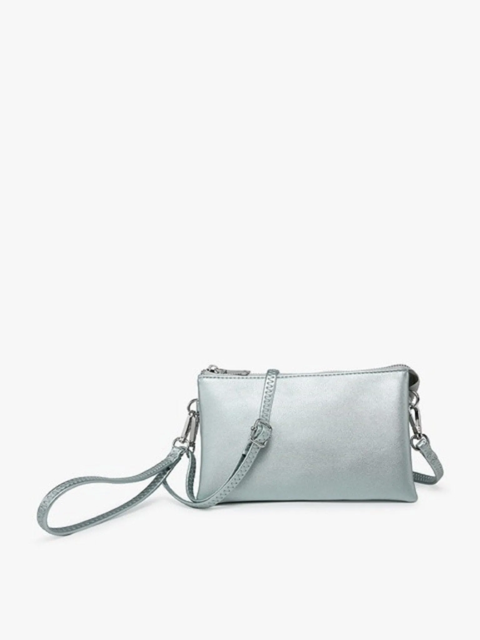 M013 Riley Plain Metallic 3 Compartment Crossbody/Wristlet