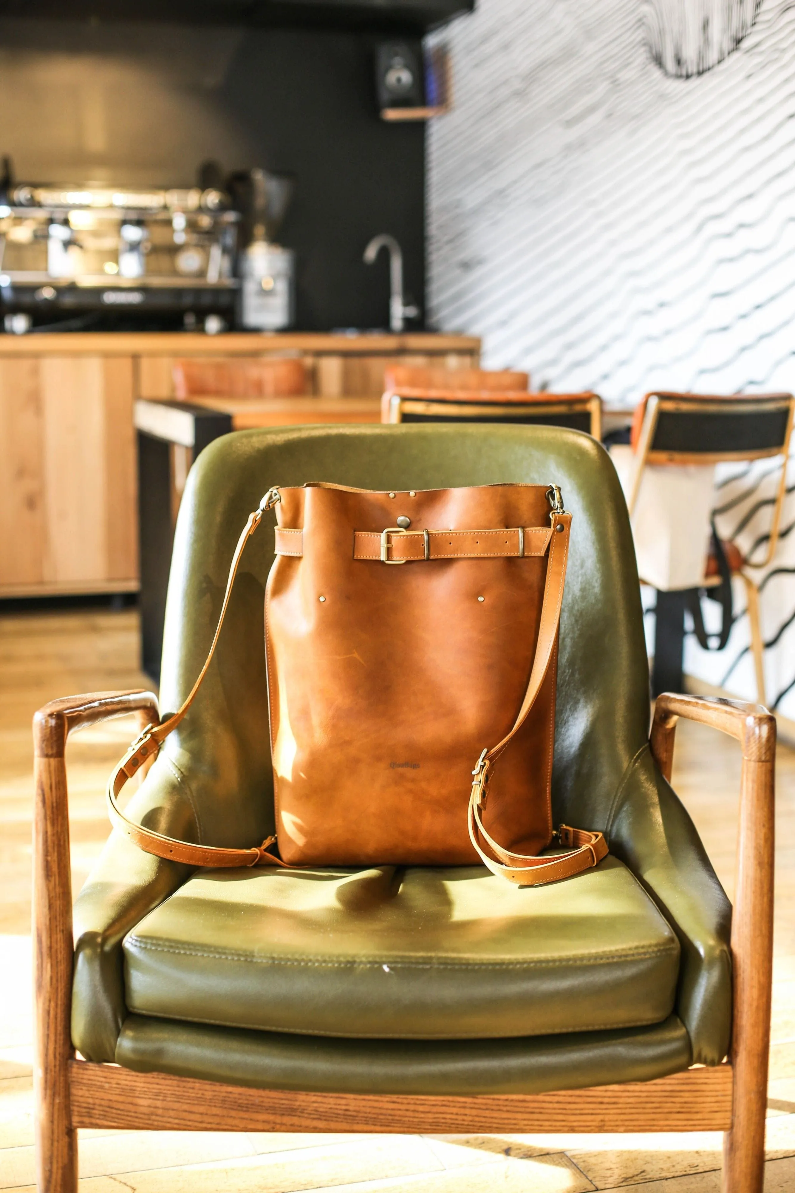 Men's Brown Leather Backpack