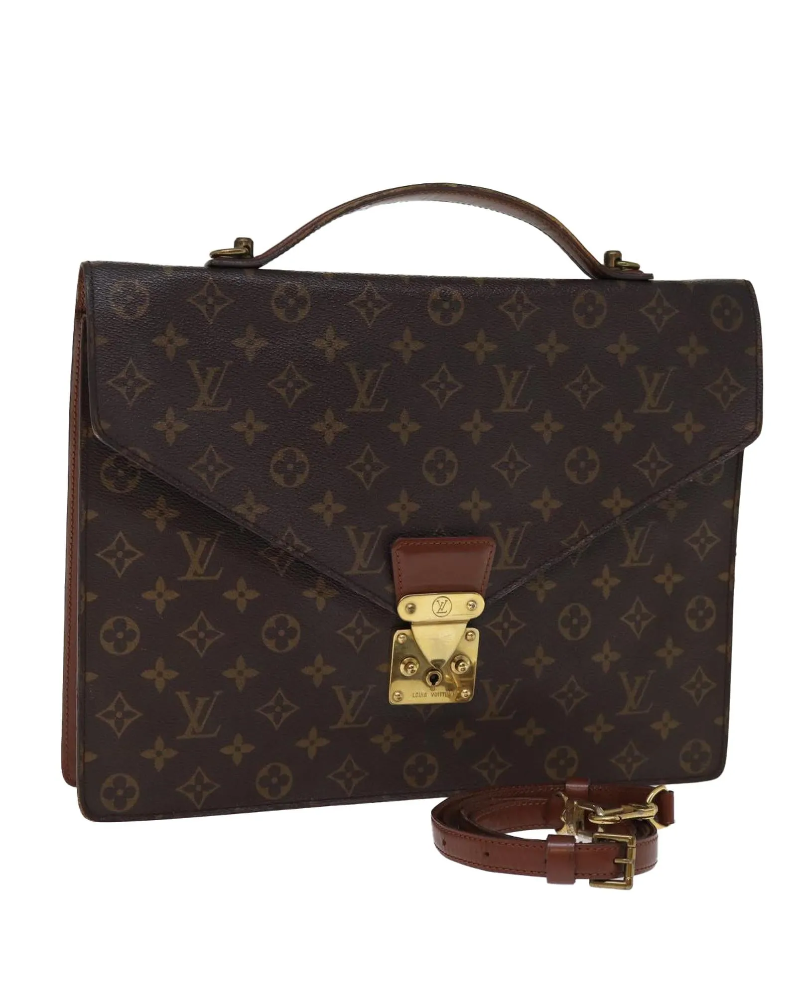 Monogram Business Shoulder Bag with Shoulder Strap - Authentic LV Genuine Leather Accessory