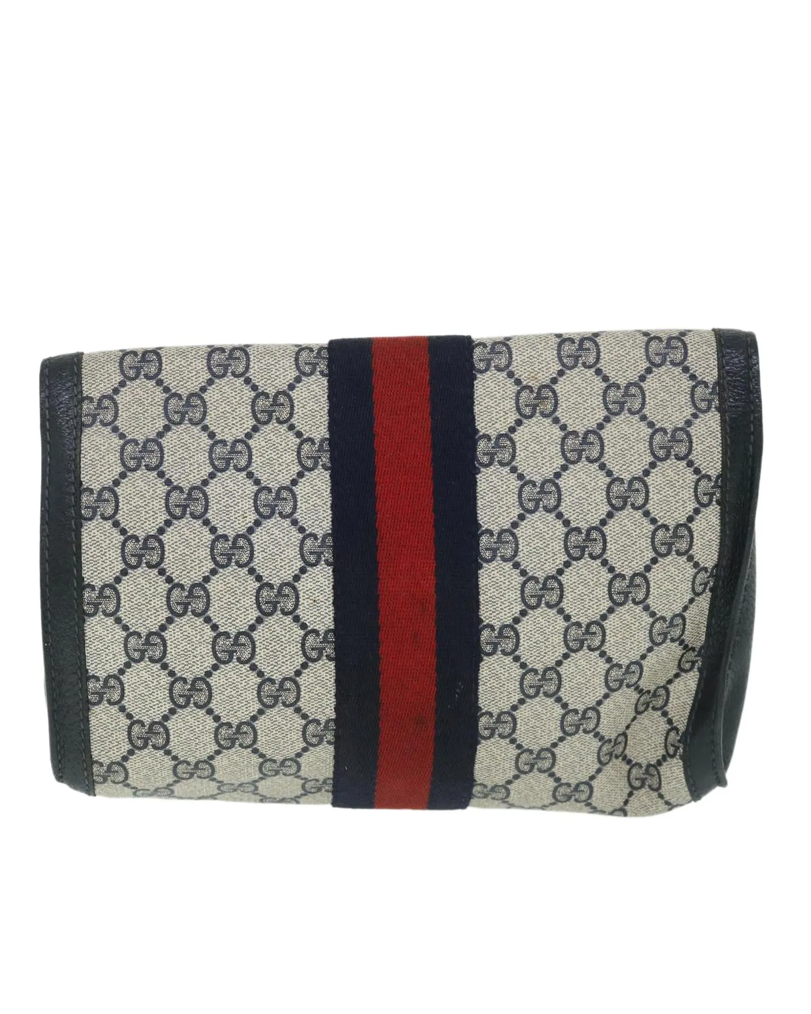 Navy Red GG Canvas Clutch Bag - Italian Made