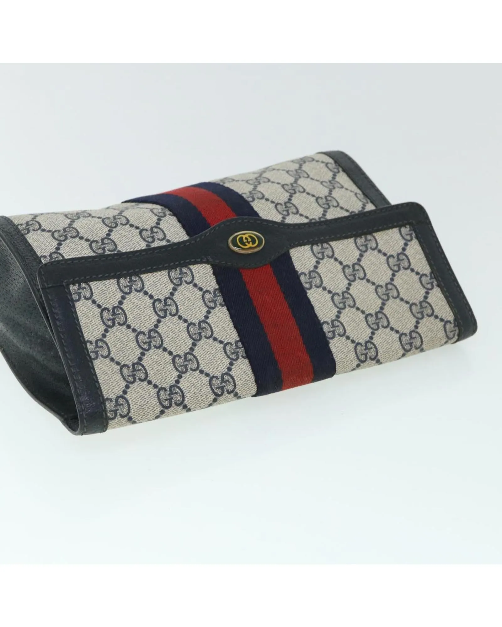 Navy Red GG Canvas Clutch Bag - Italian Made