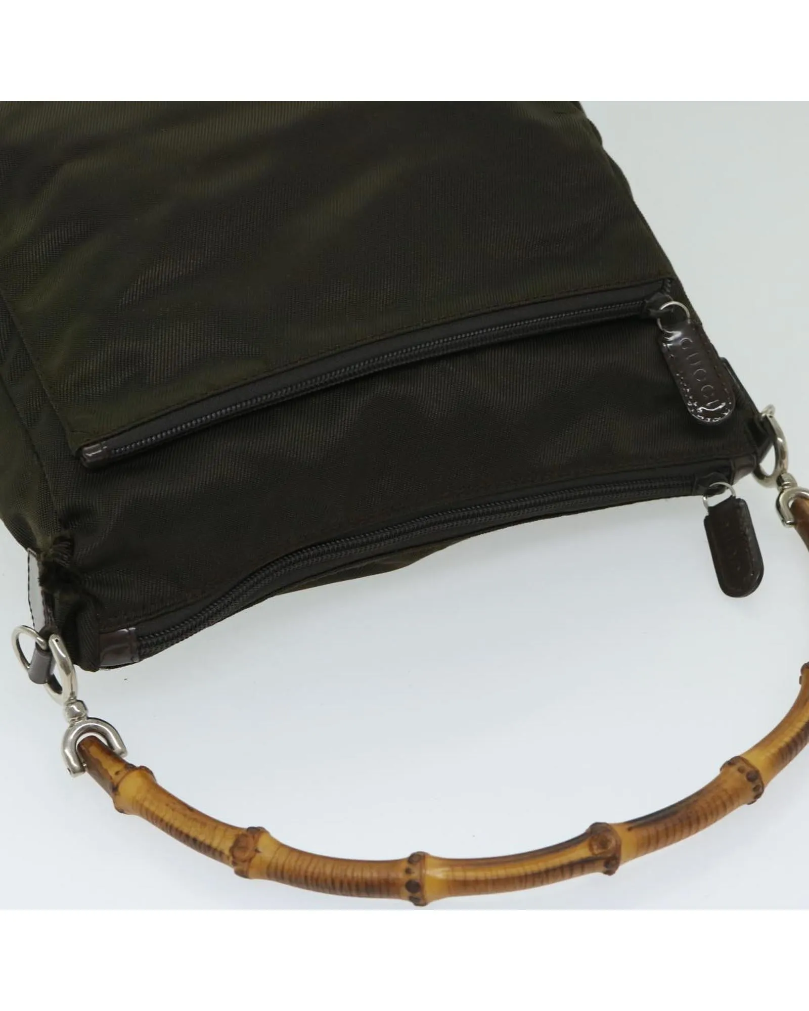 Nylon 2-way Hand Bag with Shoulder Strap in Khaki