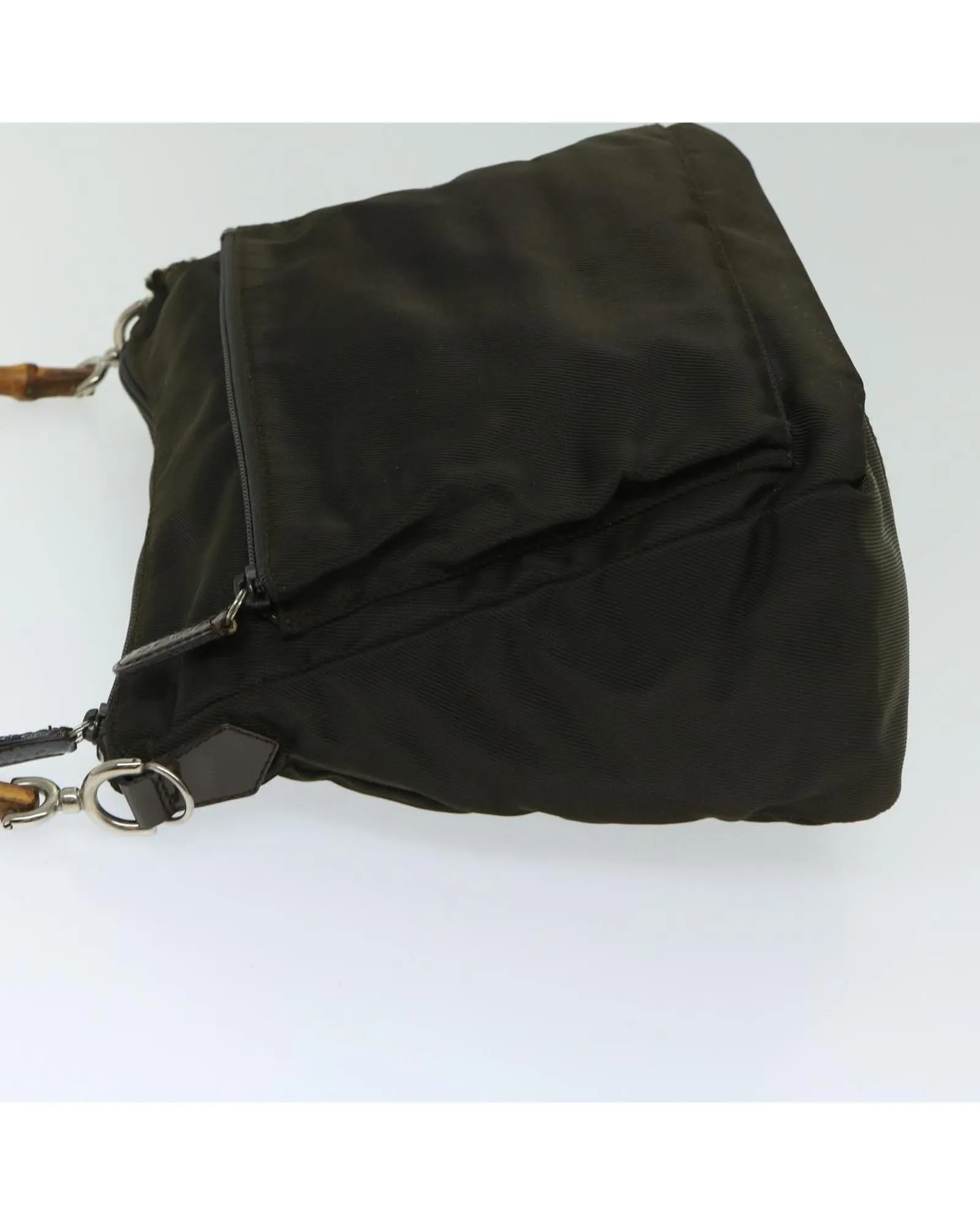 Nylon 2-way Hand Bag with Shoulder Strap in Khaki