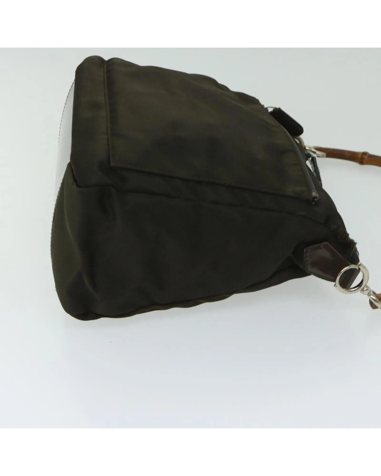 Nylon 2-way Hand Bag with Shoulder Strap in Khaki