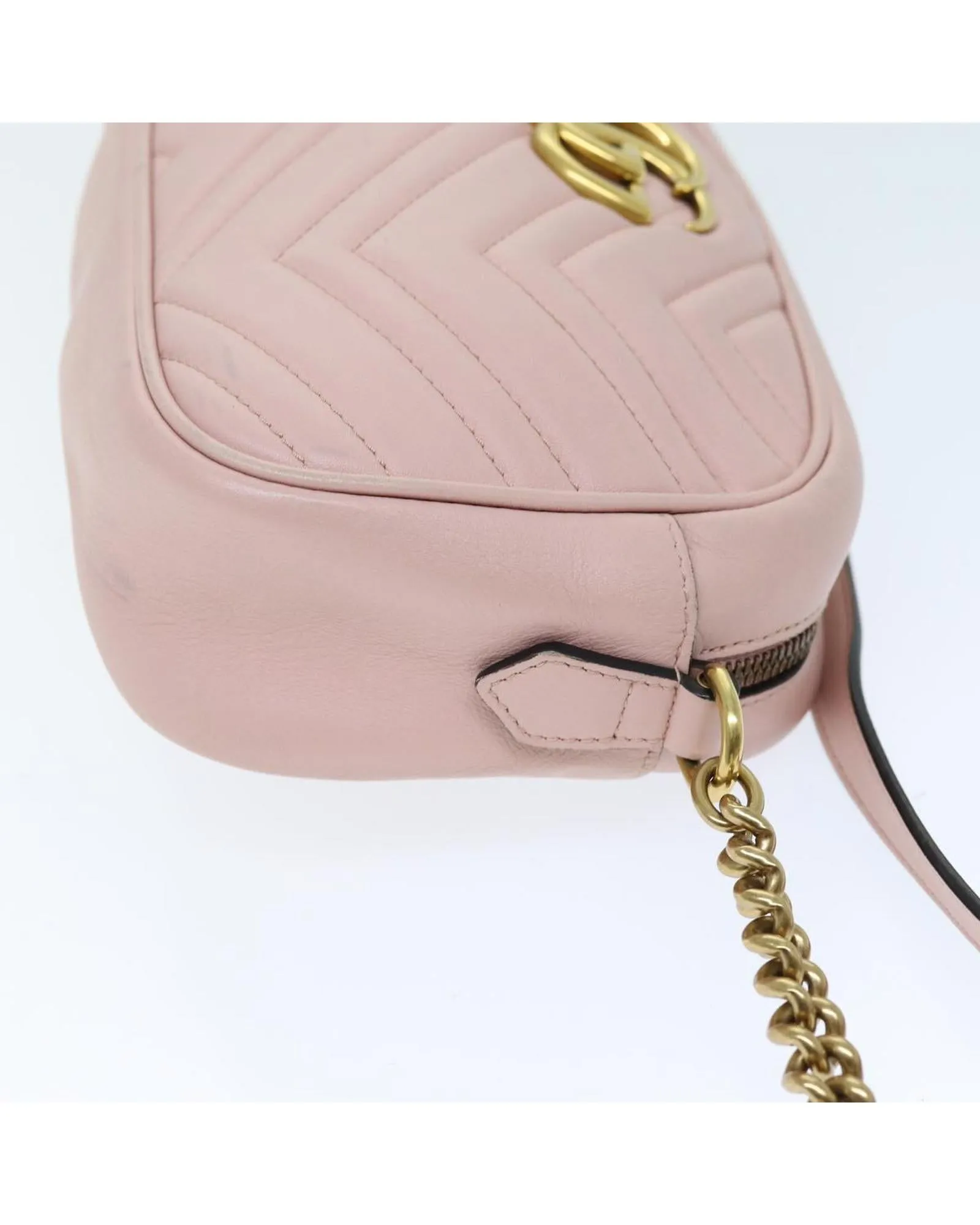 Pink Leather Chain Shoulder Bag by Gucci - Authentic and Pre-owned (Product ID: 385399)