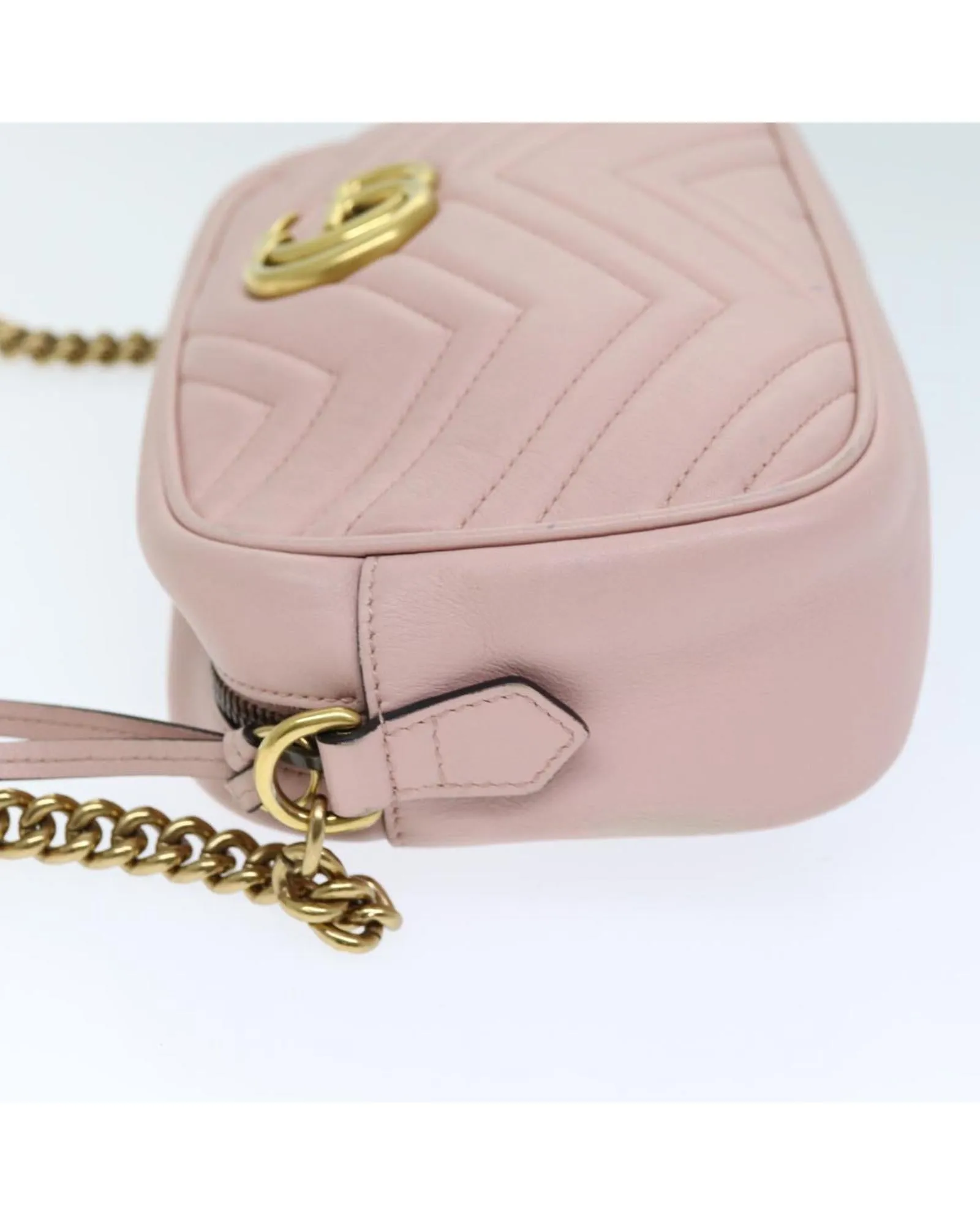 Pink Leather Chain Shoulder Bag by Gucci - Authentic and Pre-owned (Product ID: 385399)