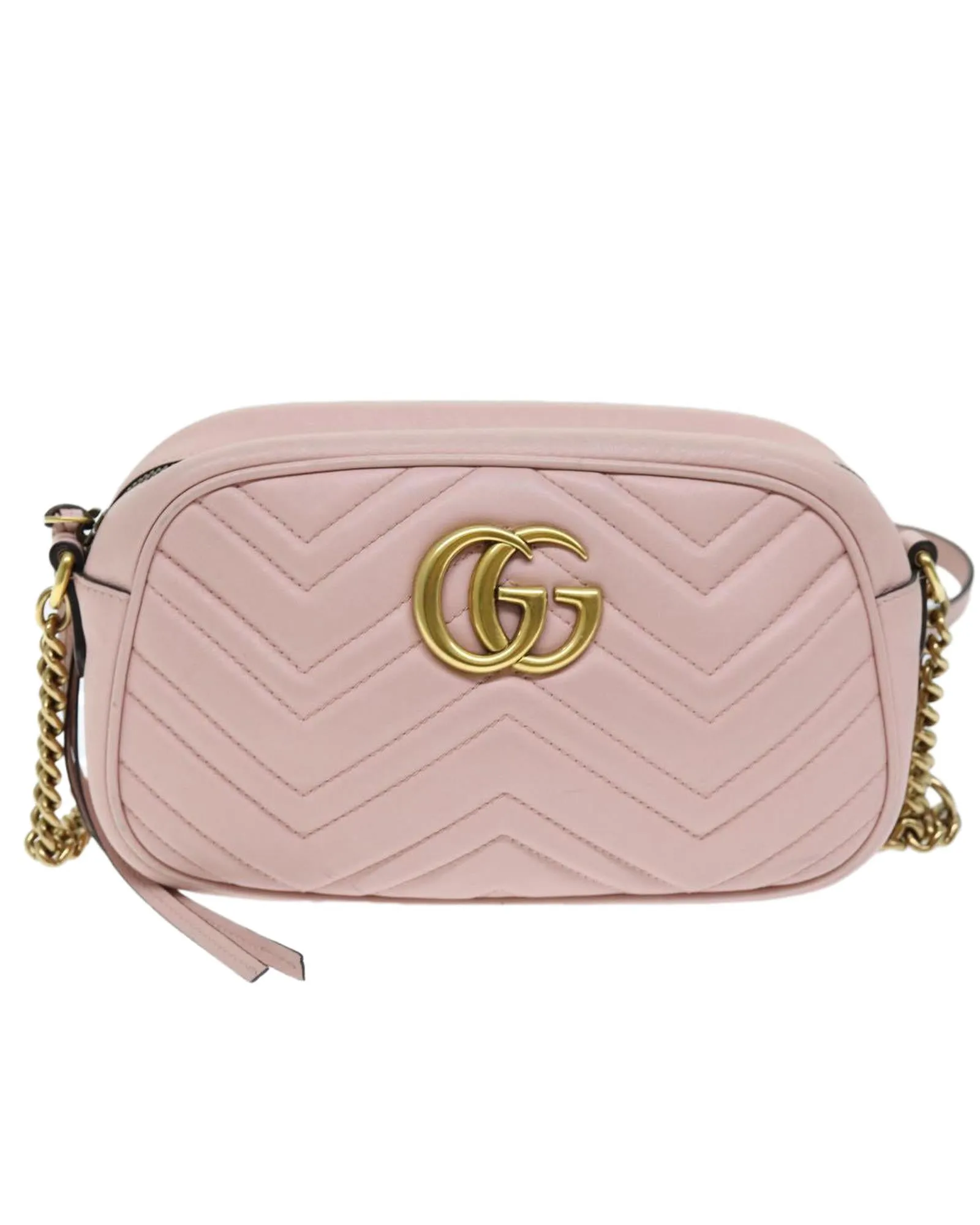 Pink Leather Chain Shoulder Bag by Gucci - Authentic and Pre-owned (Product ID: 385399)