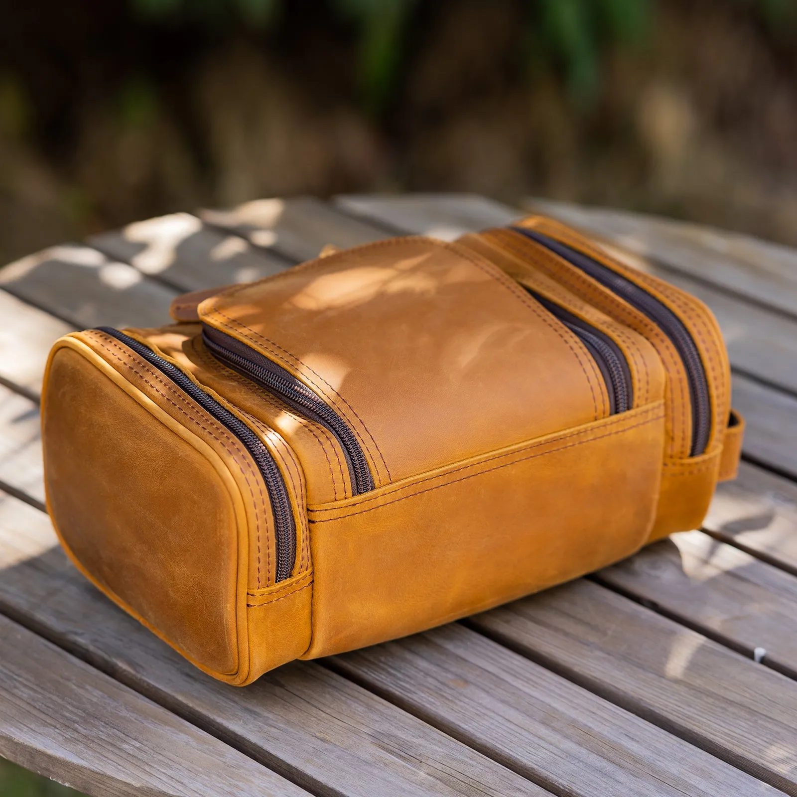 Polare Toiletry Bag Full Grain Leather Shaving Kit Dopp Kit Travel Case Wash Bag with YKK Zippers