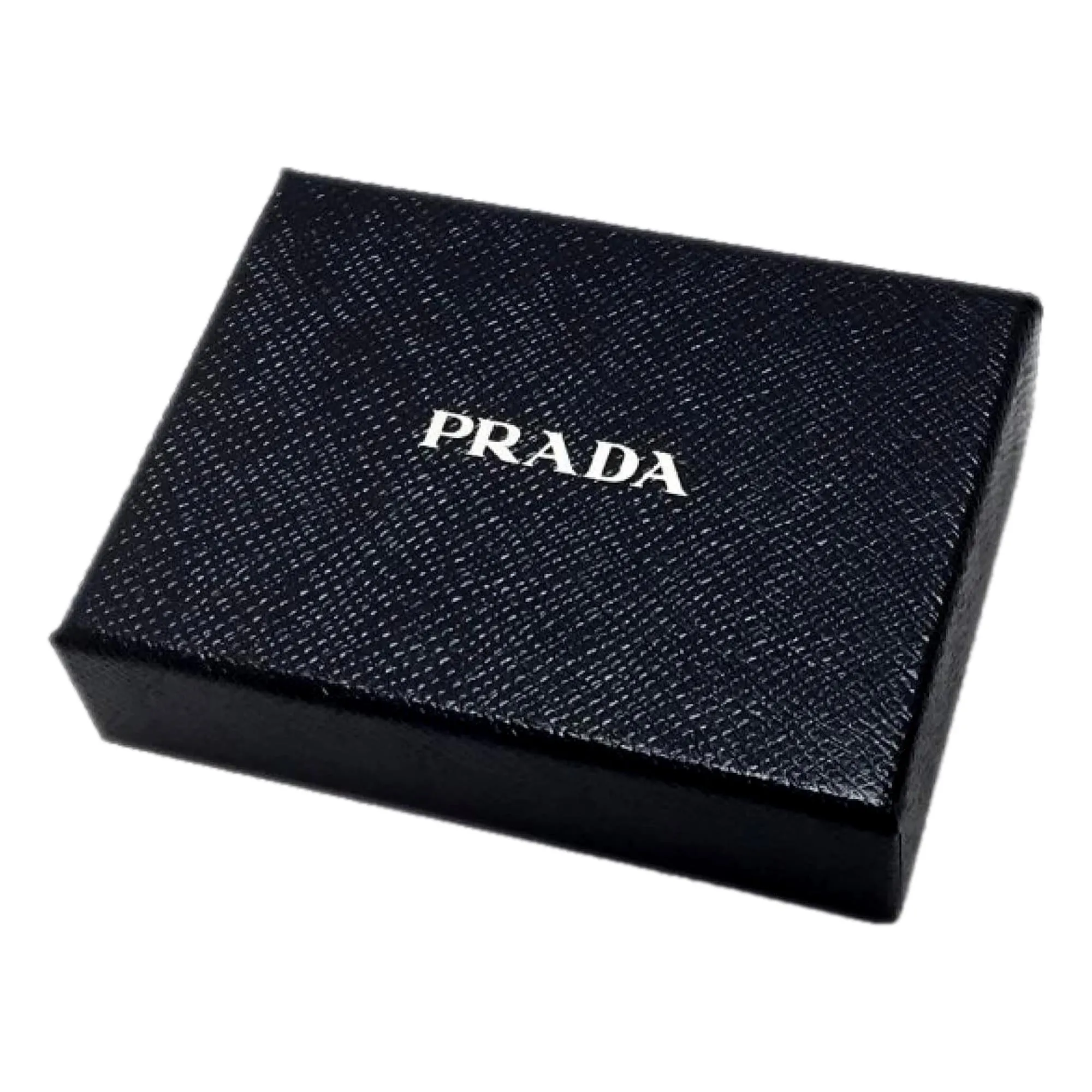 Prada Mens Vitello Micro Grain Black Leather Triangle Logo Bifold Wallet