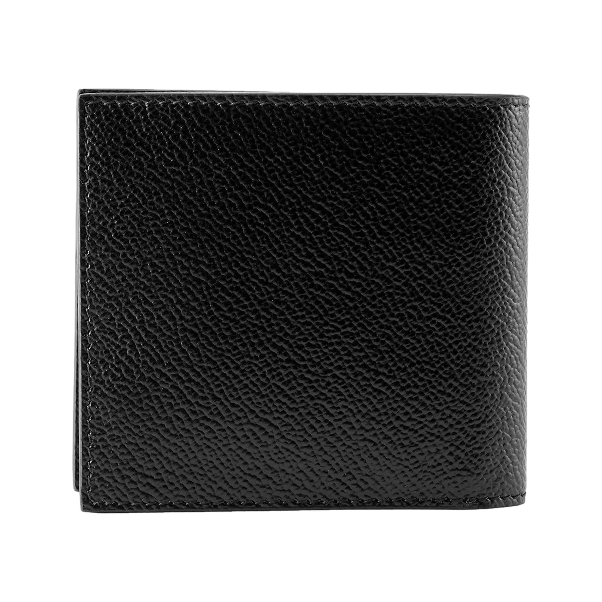 Prada Mens Vitello Micro Grain Black Leather Triangle Logo Bifold Wallet