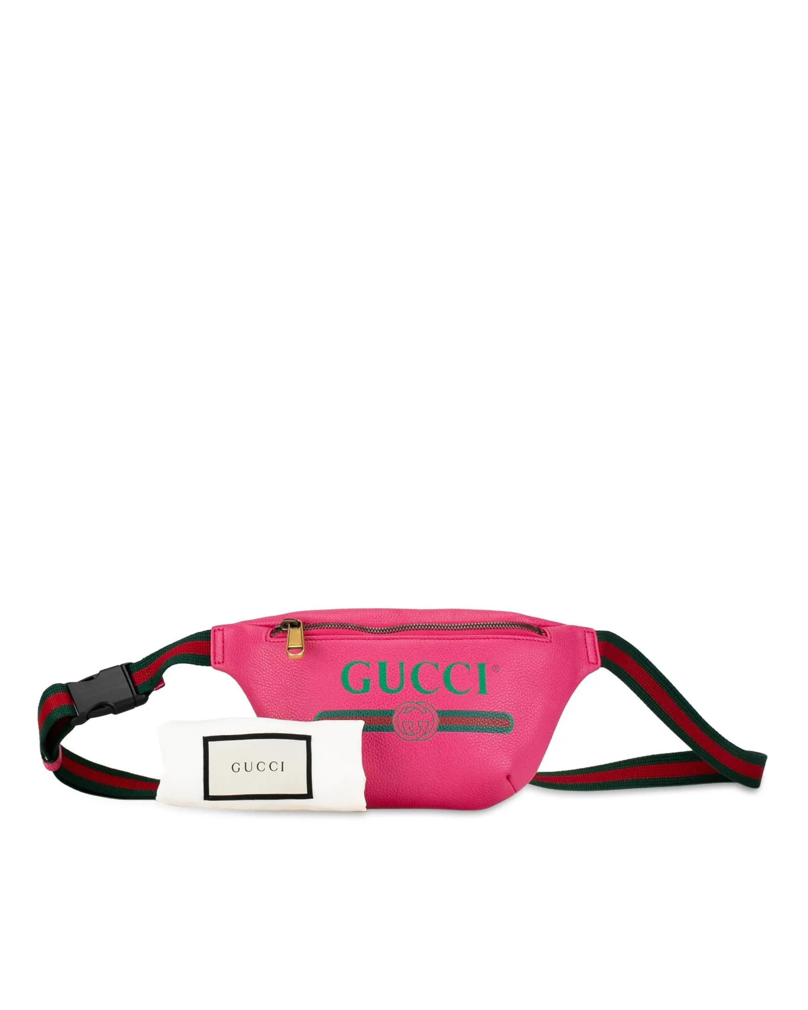 Printed Leather Belt Bag with Front Zipper