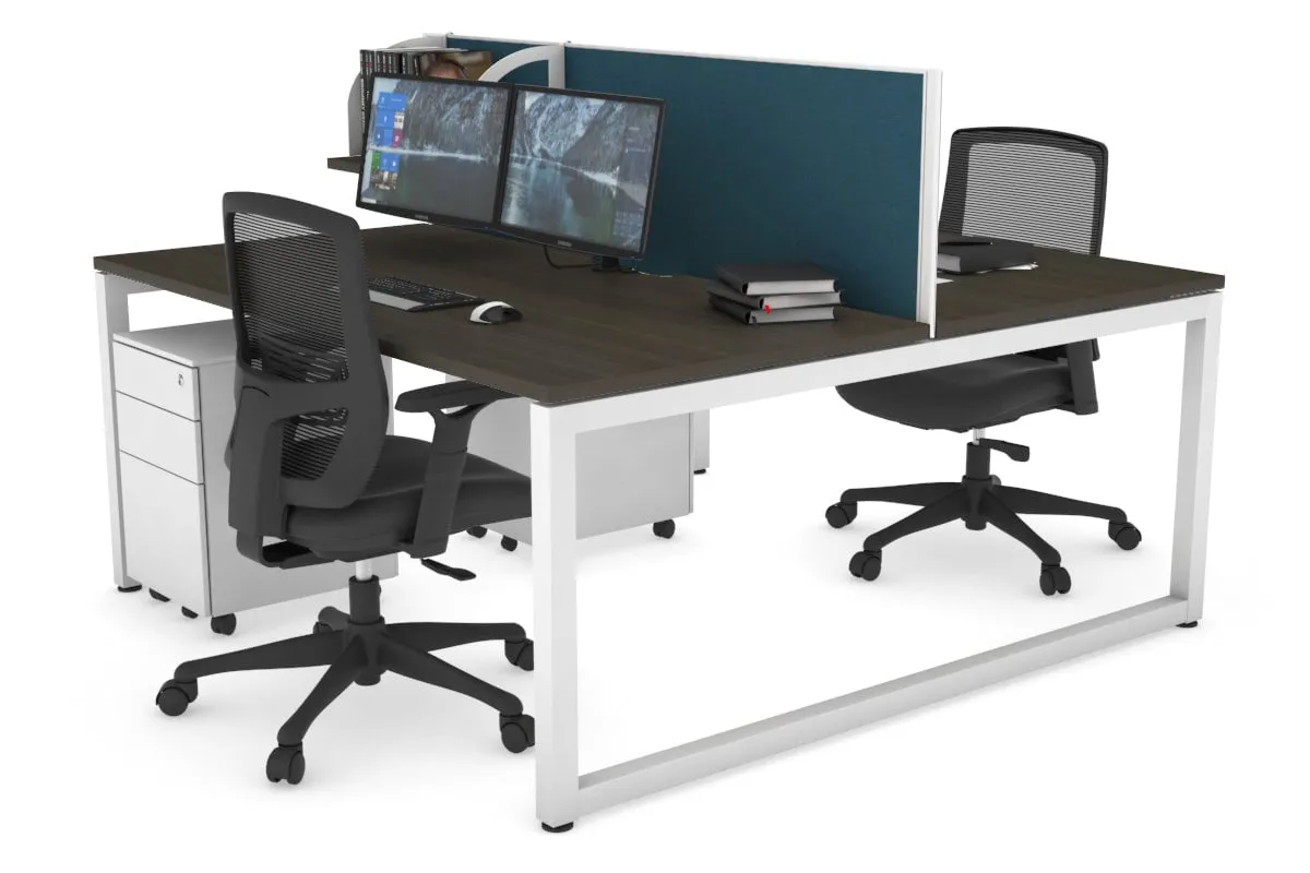 Quadro Loop Legs 2 Person Office Workstation [1400L x 800W with Cable Scallop]