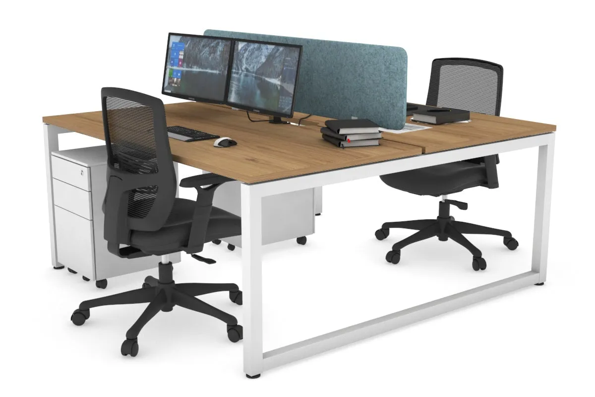 Quadro Loop Legs 2 Person Office Workstation [1400L x 800W with Cable Scallop]