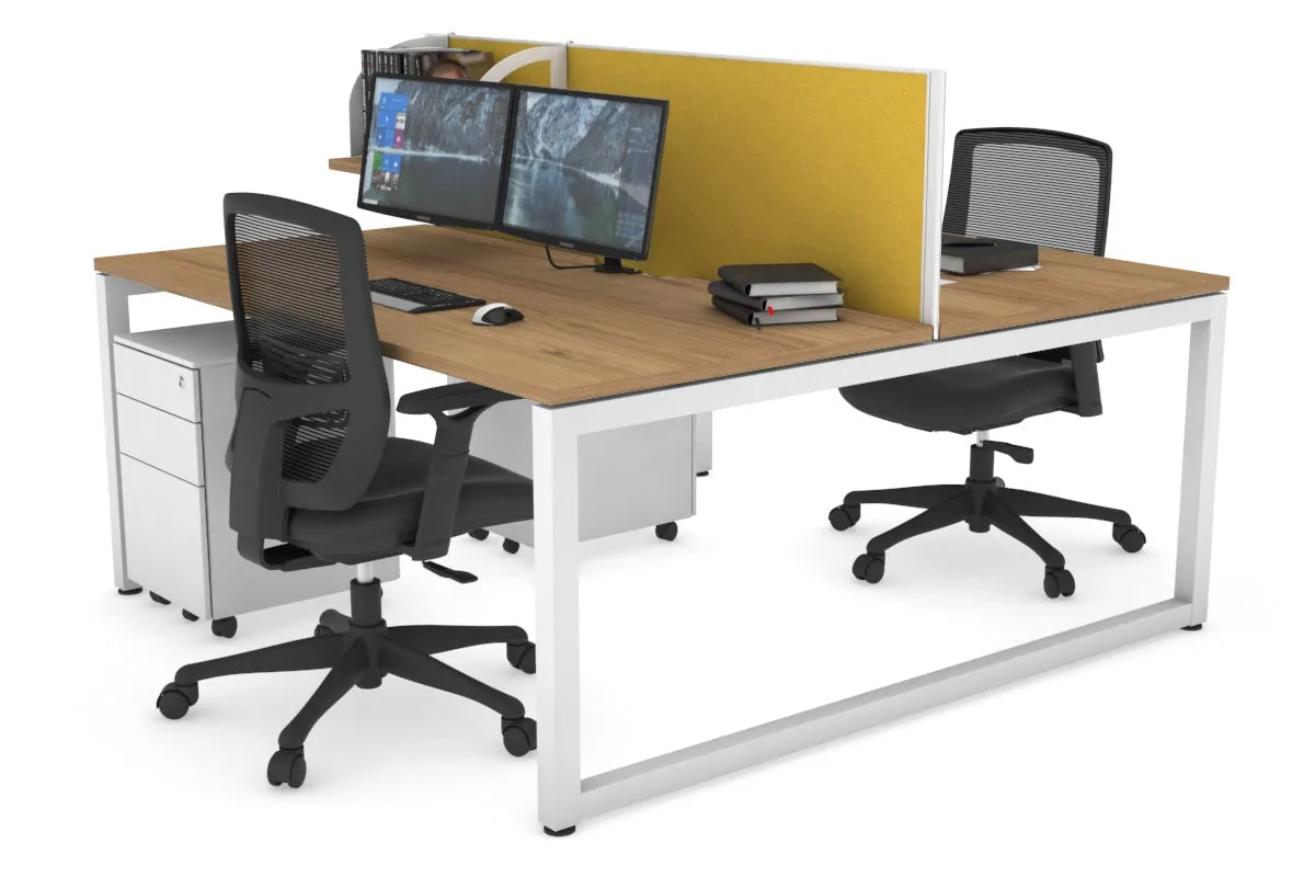 Quadro Loop Legs 2 Person Office Workstation [1400L x 800W with Cable Scallop]