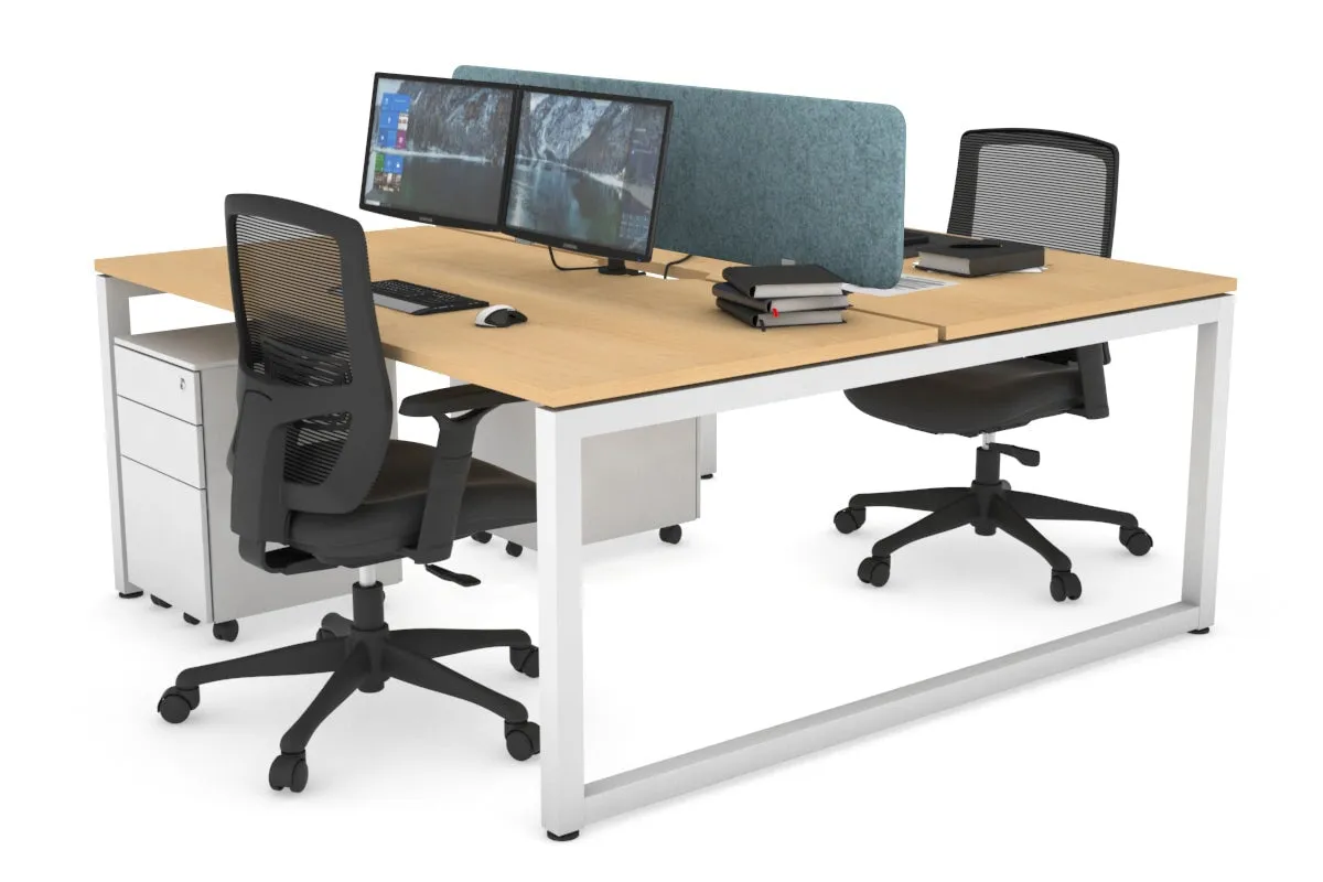 Quadro Loop Legs 2 Person Office Workstation [1400L x 800W with Cable Scallop]