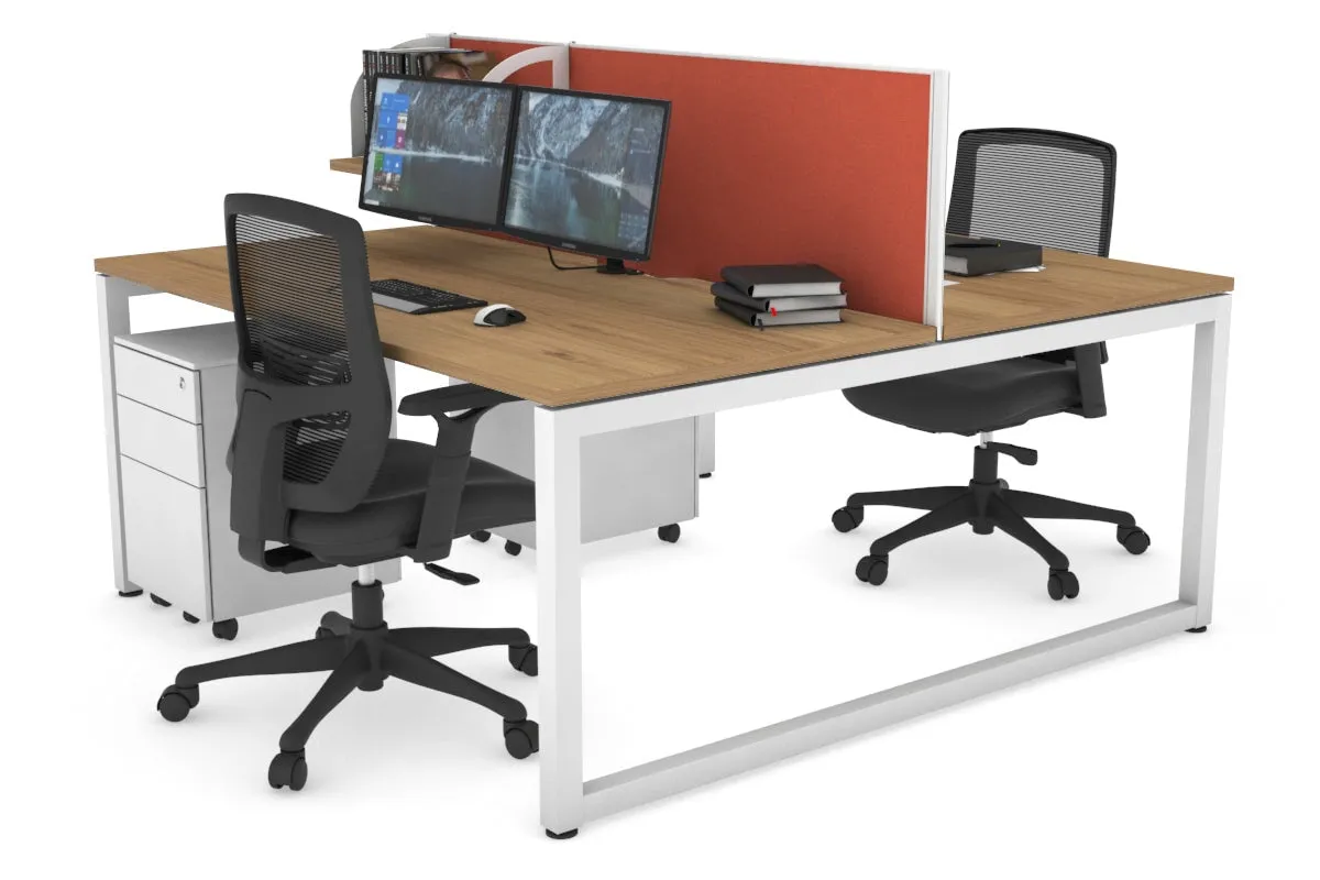 Quadro Loop Legs 2 Person Office Workstation [1400L x 800W with Cable Scallop]