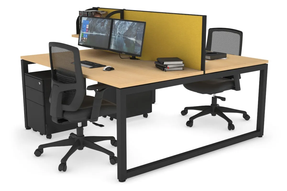 Quadro Loop Legs 2 Person Office Workstation [1400L x 800W with Cable Scallop]