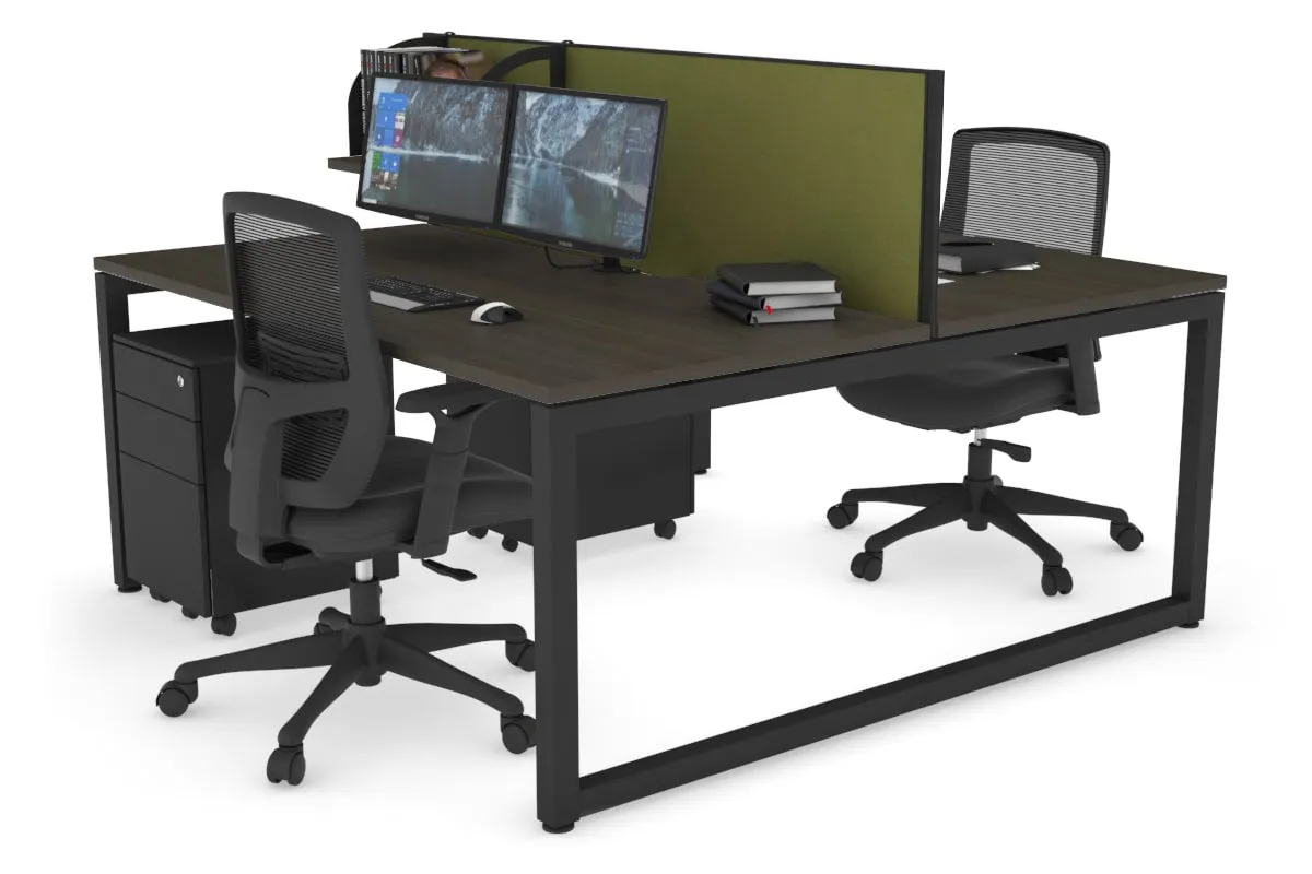 Quadro Loop Legs 2 Person Office Workstation [1400L x 800W with Cable Scallop]