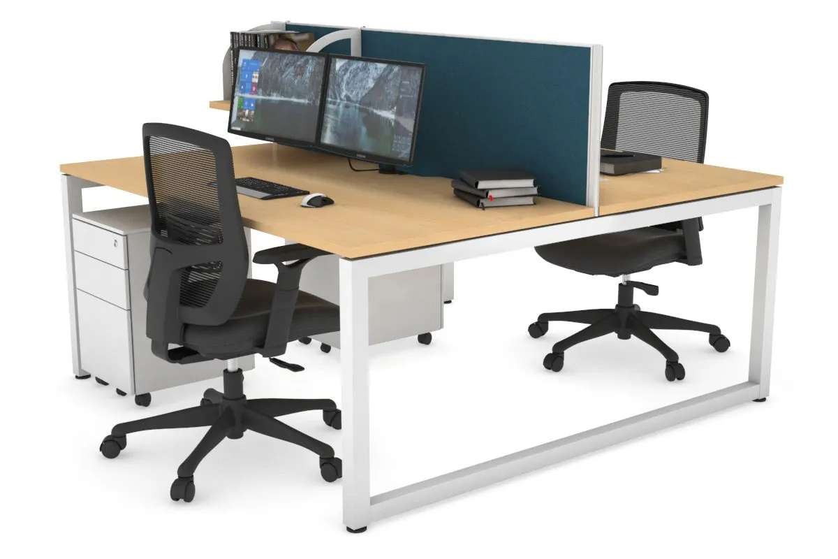 Quadro Loop Legs 2 Person Office Workstation [1400L x 800W with Cable Scallop]