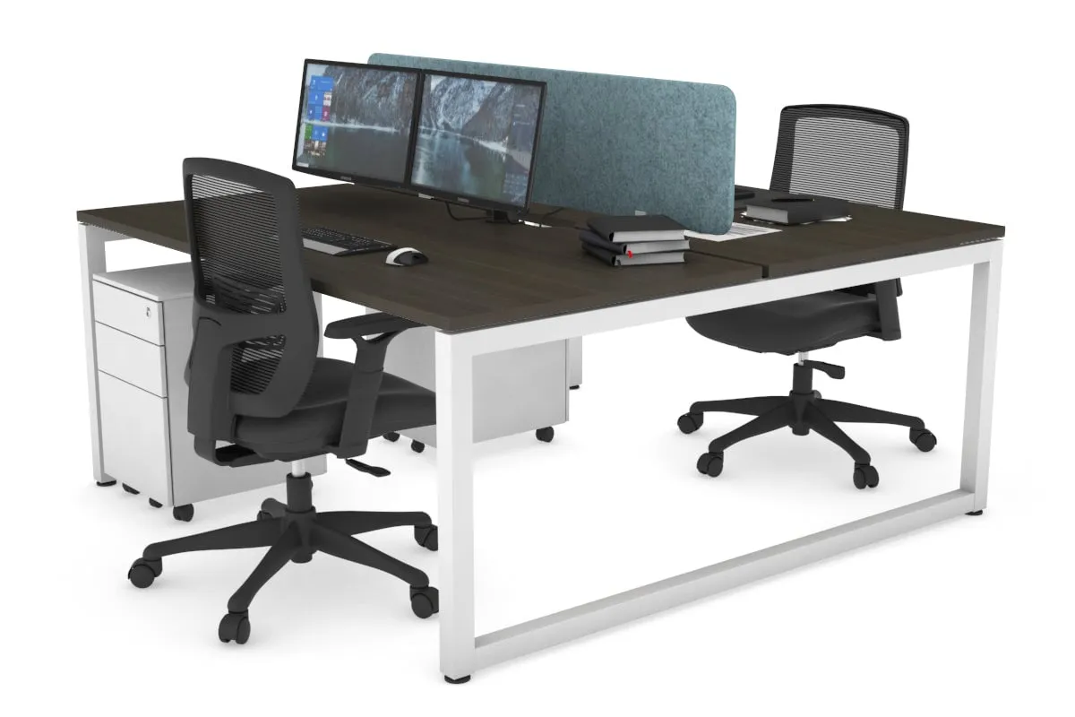 Quadro Loop Legs 2 Person Office Workstation [1400L x 800W with Cable Scallop]