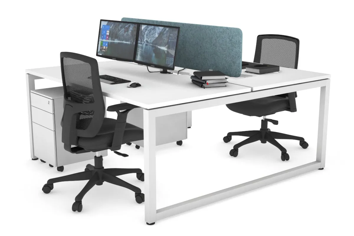 Quadro Loop Legs 2 Person Office Workstation [1400L x 800W with Cable Scallop]