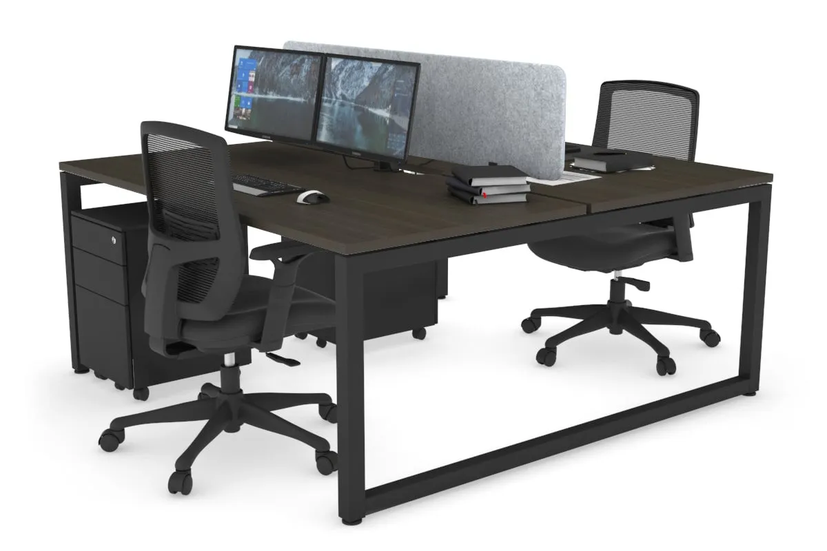 Quadro Loop Legs 2 Person Office Workstation [1400L x 800W with Cable Scallop]