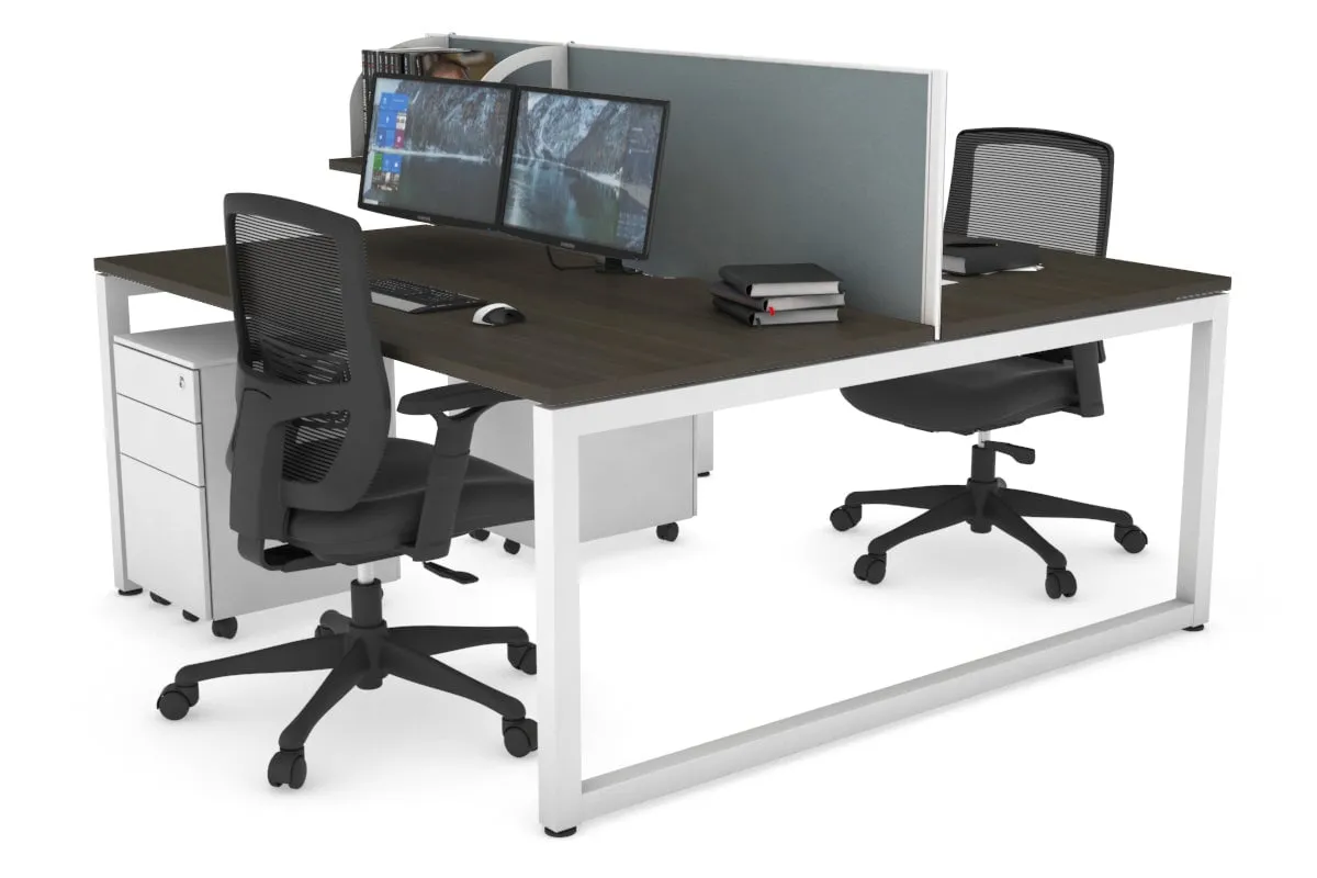 Quadro Loop Legs 2 Person Office Workstation [1400L x 800W with Cable Scallop]